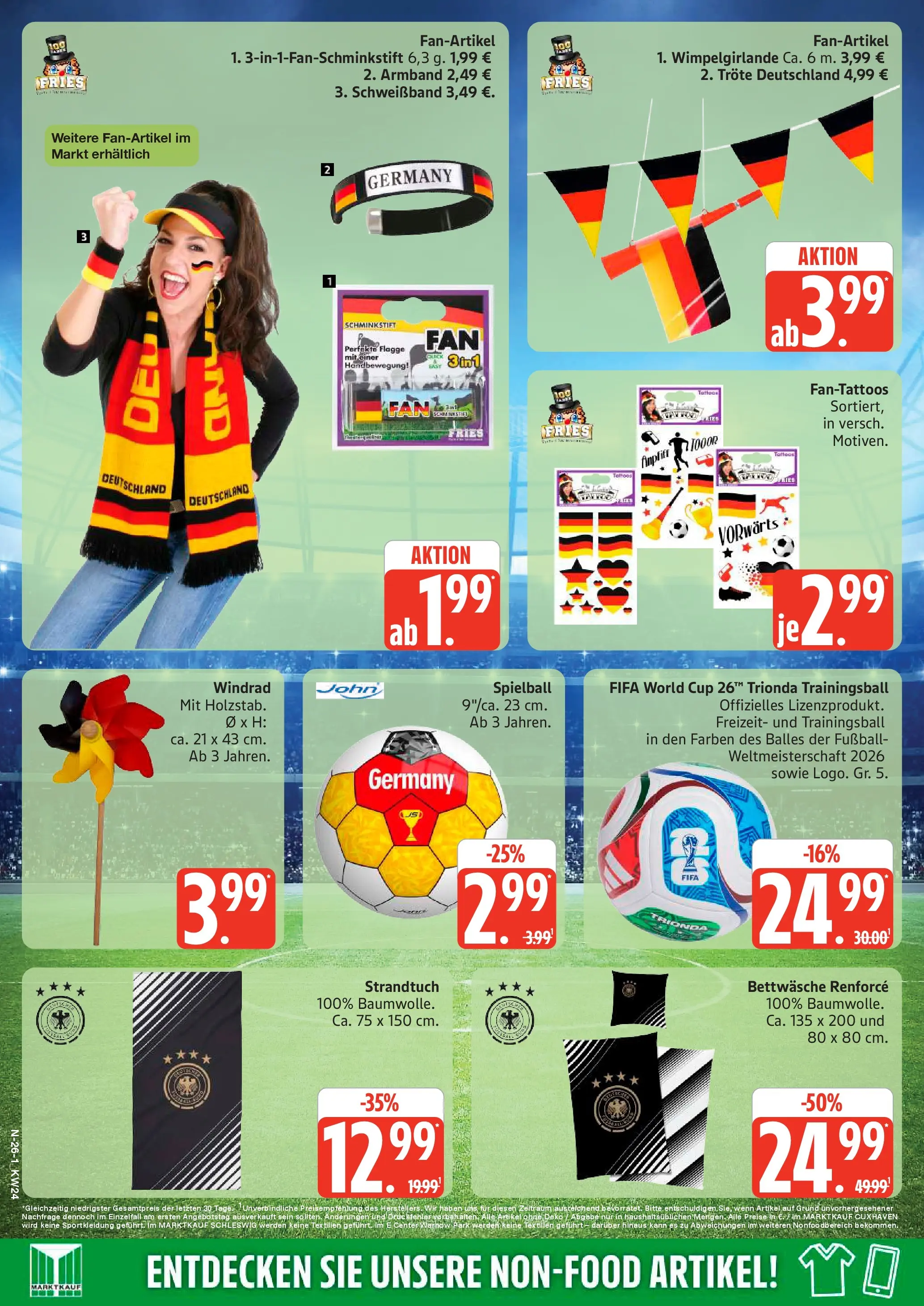 Marktkauf Prospekt Cuxhaven (ab 08.06.2026) » Angebote online | Seite: 26 | Produkte: Strandtuch, Bettwäsche, Fußball