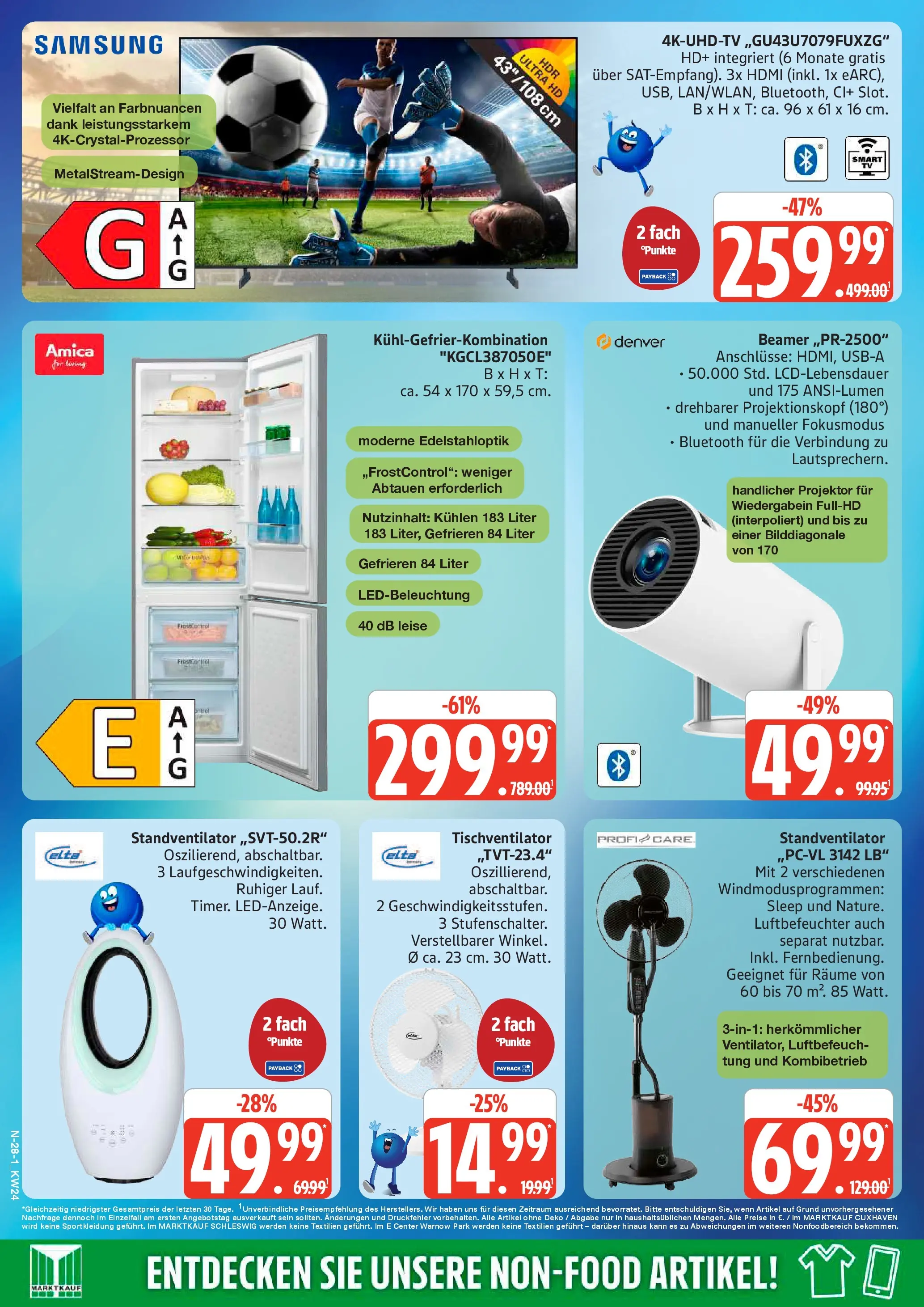 Marktkauf Prospekt Cuxhaven (ab 08.06.2026) » Angebote online | Seite: 28 | Produkte: Samsung, Kühlgefrierkombination, Beamer