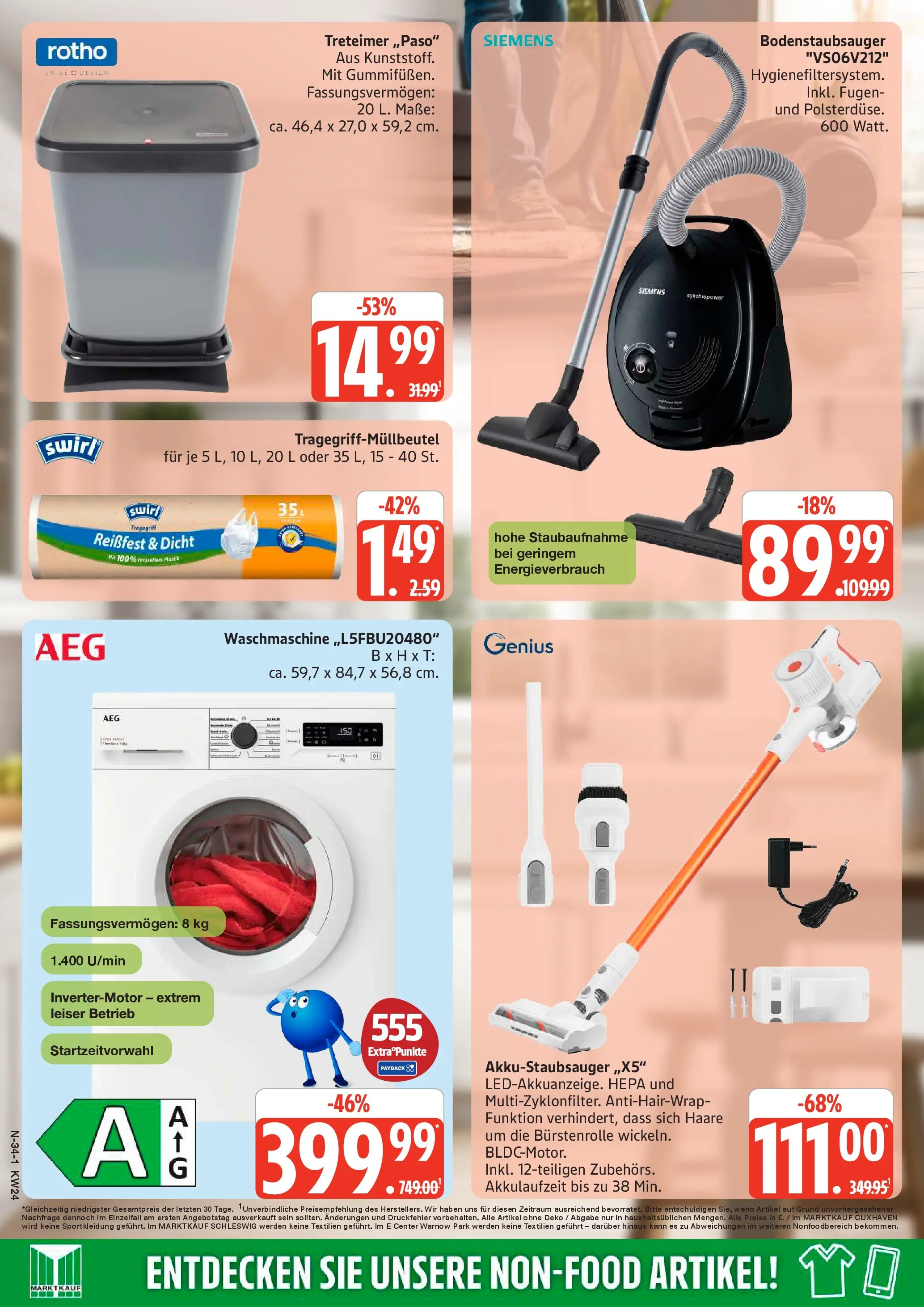 Marktkauf Prospekt Cuxhaven (ab 08.06.2026) » Angebote online | Seite: 34 | Produkte: Siemens, AEG, Waschmaschine