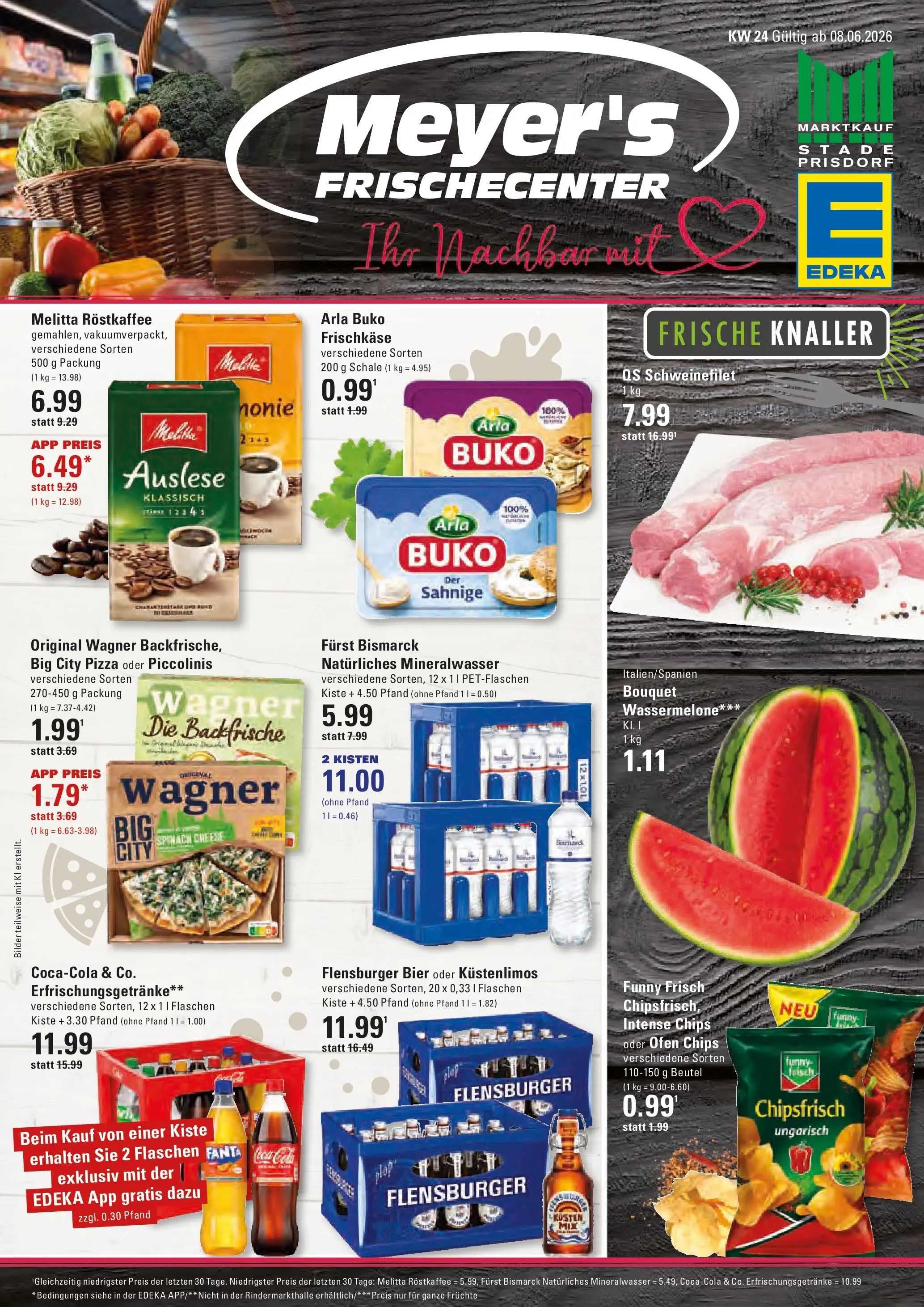 Marktkauf Prospekt Stade (ab 08.06.2026) » Angebote online | Seite: 1 | Produkte: Cola, Arla buko, Wassermelone, Chips