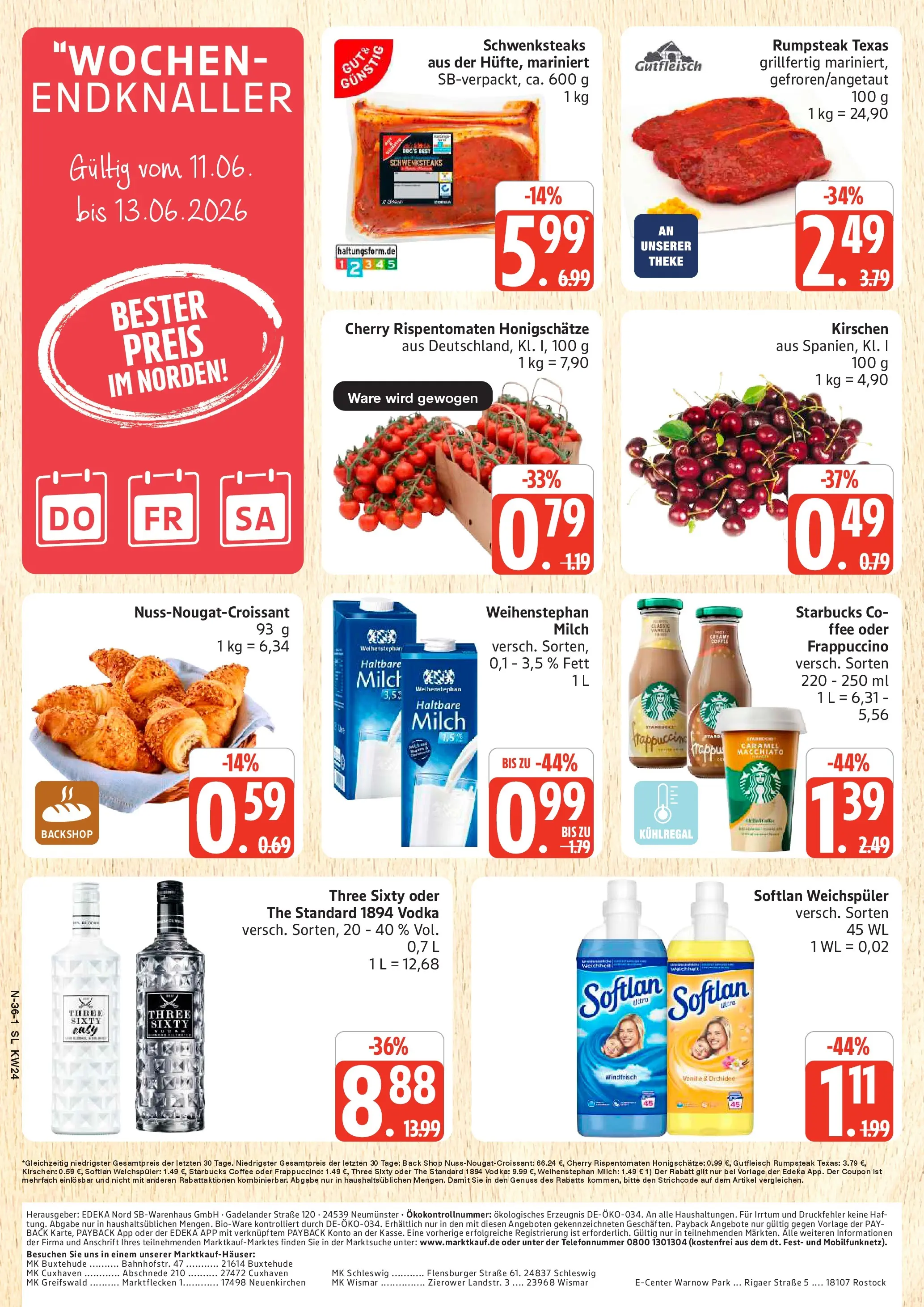Edeka prospekt Schleswig (ab 08.06.2026) » Angebote Online | Seite: 36 | Produkte: Tomaten, Kirschen, Weichspüler, Steak