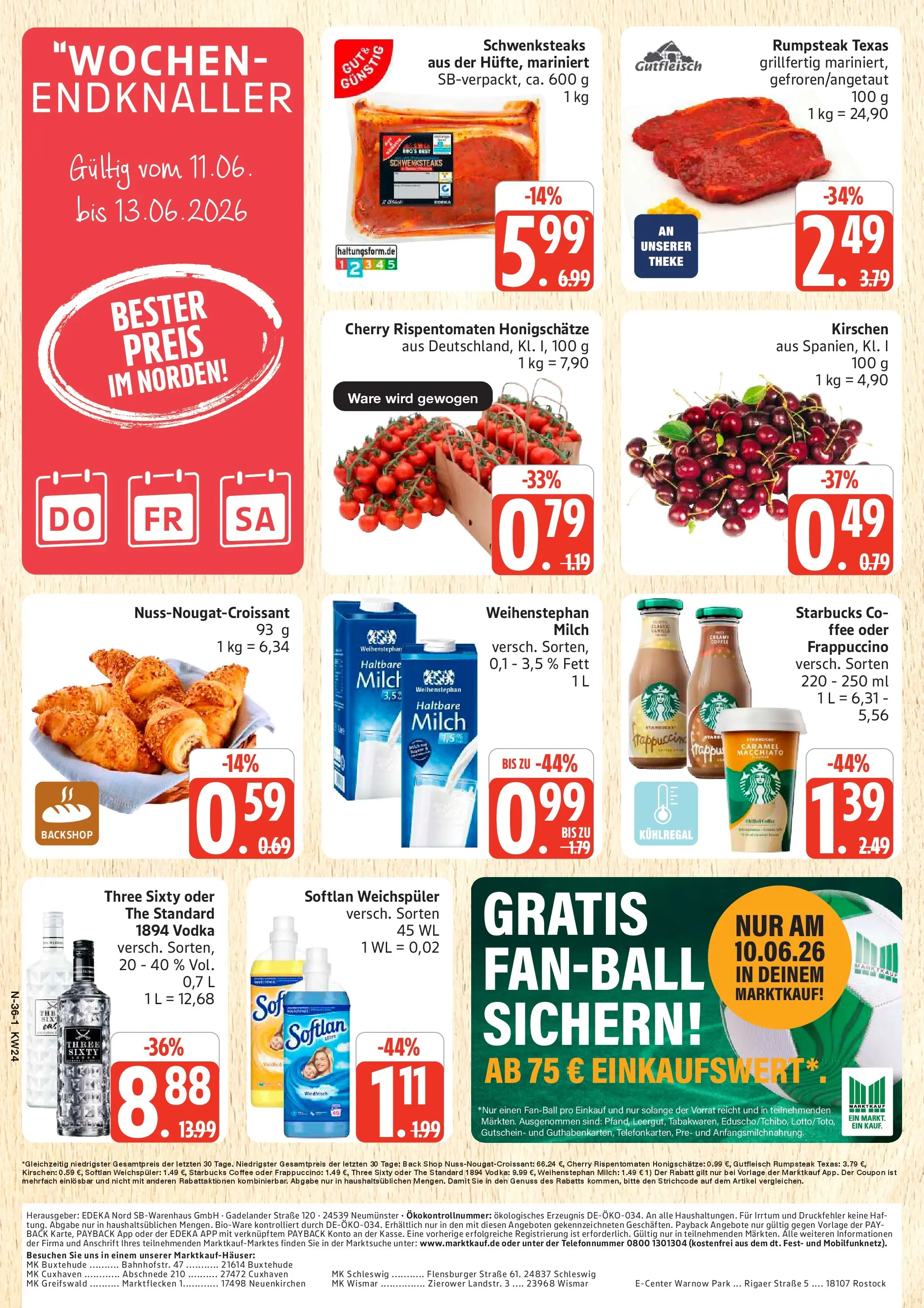 Marktkauf Prospekt Cuxhaven (ab 08.06.2026) » Angebote online | Seite: 36 | Produkte: Rumpsteak, Theke, Weichspüler, Vodka