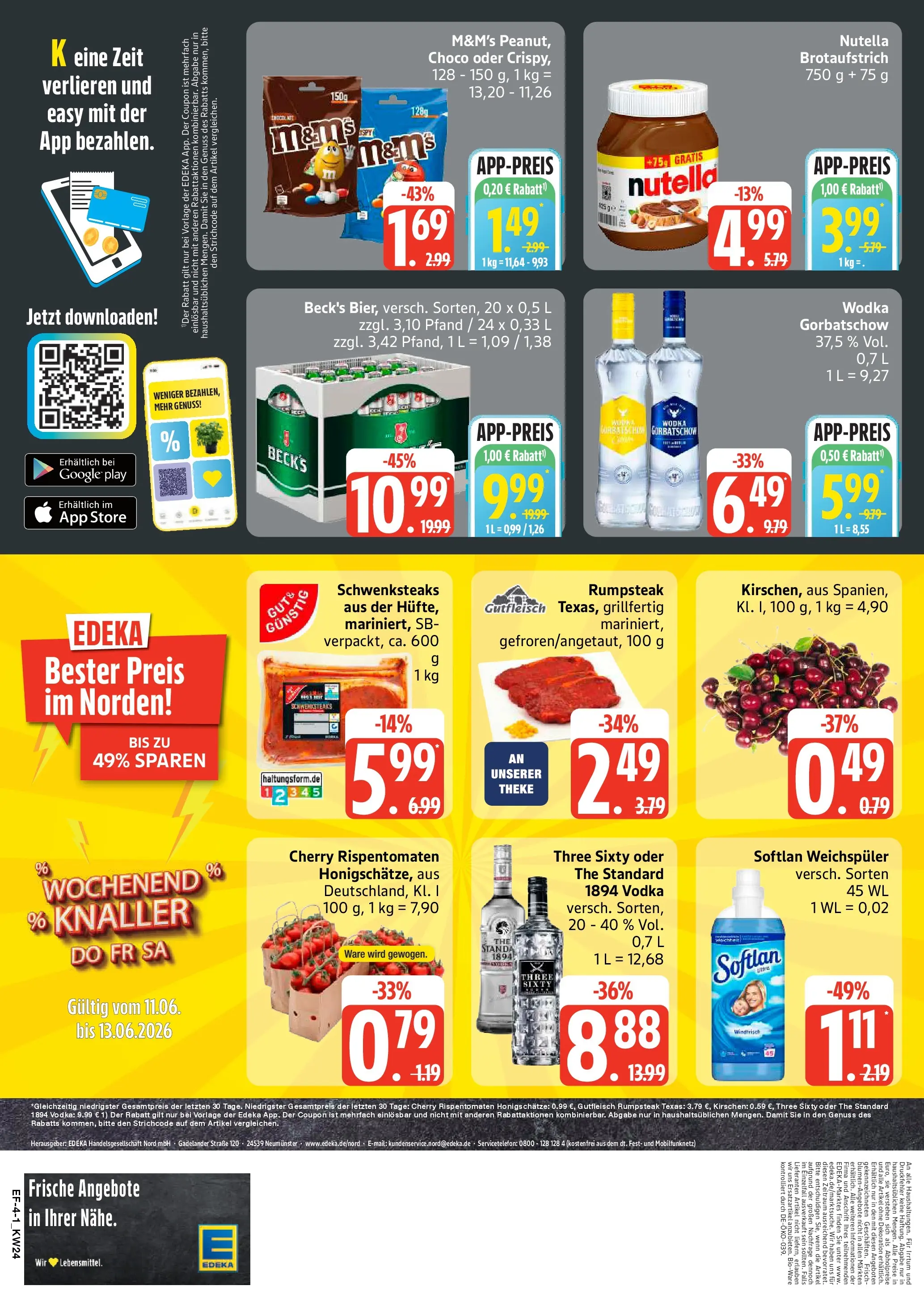 Edeka prospekt Hamburg (ab 08.06.2026) » Angebote Online | Seite: 4 | Produkte: Theke, Weichspüler, Vodka, Steak