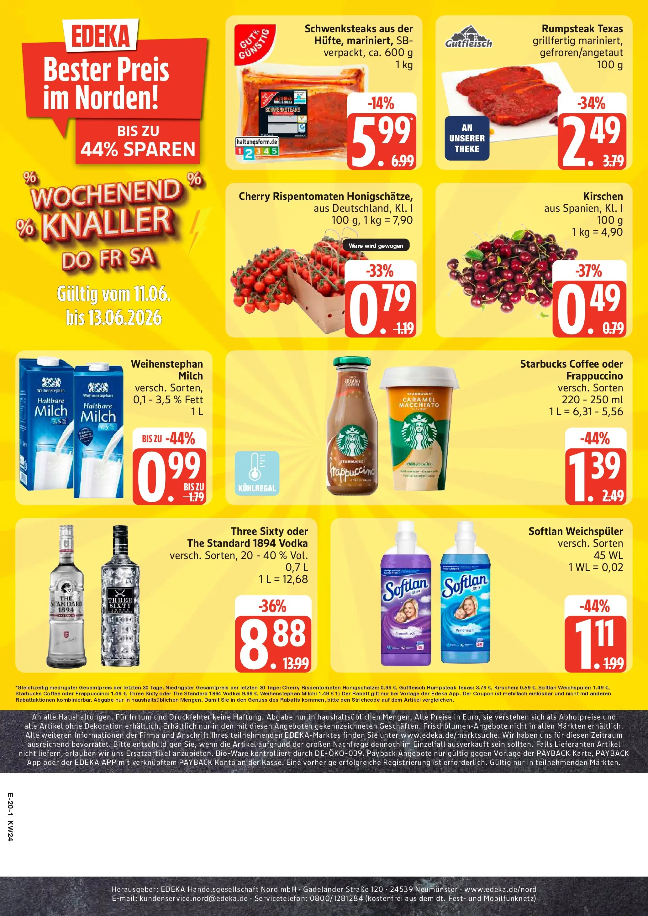 Edeka prospekt Hamburg (ab 08.06.2026) » Angebote Online | Seite: 26 | Produkte: Starbucks, Kirschen, Weichspüler, Vodka
