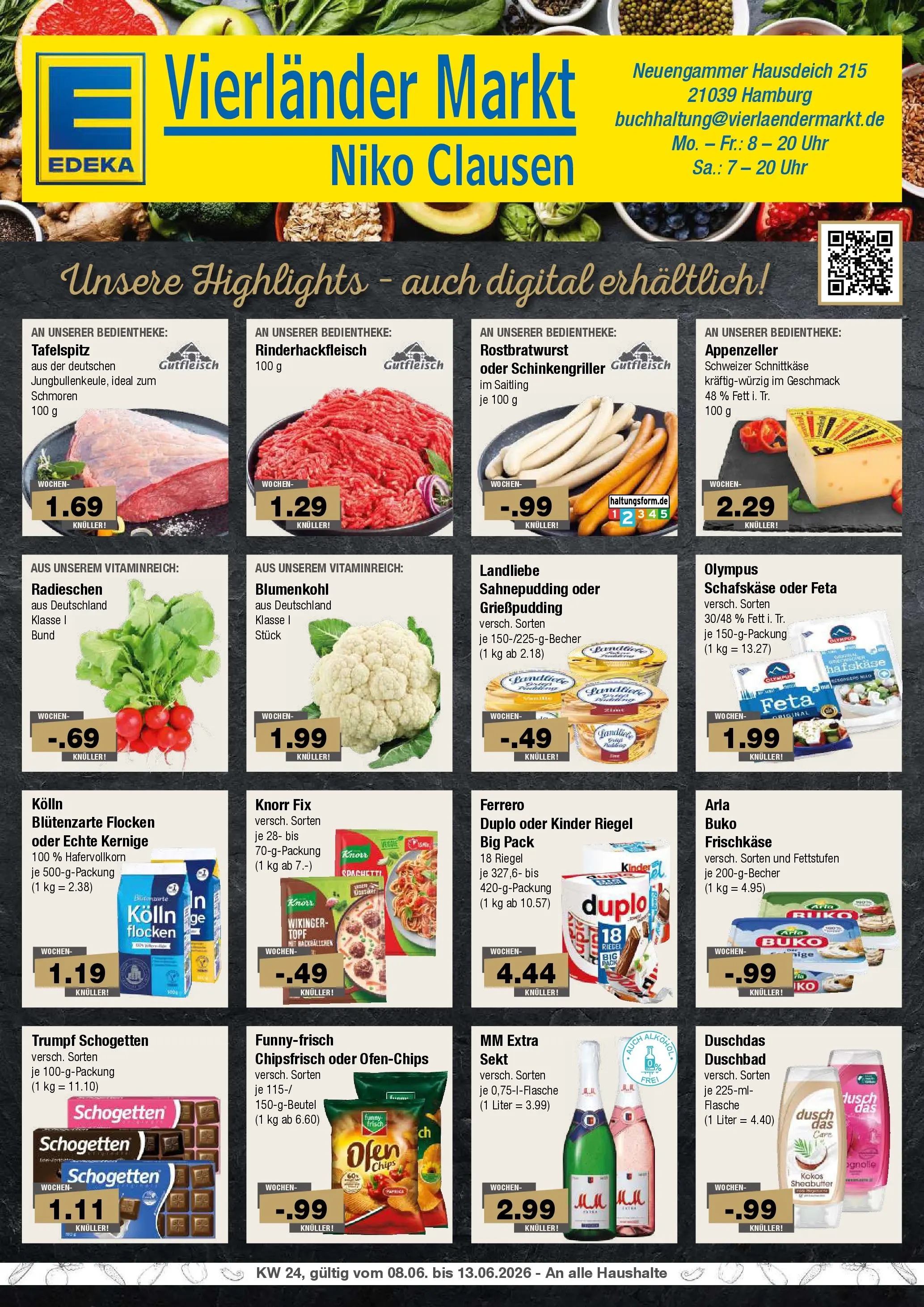 Edeka prospekt Hamburg (ab 08.06.2026) » Angebote Online | Seite: 1 | Produkte: Feta, Sekt, Schogetten, Schafskase