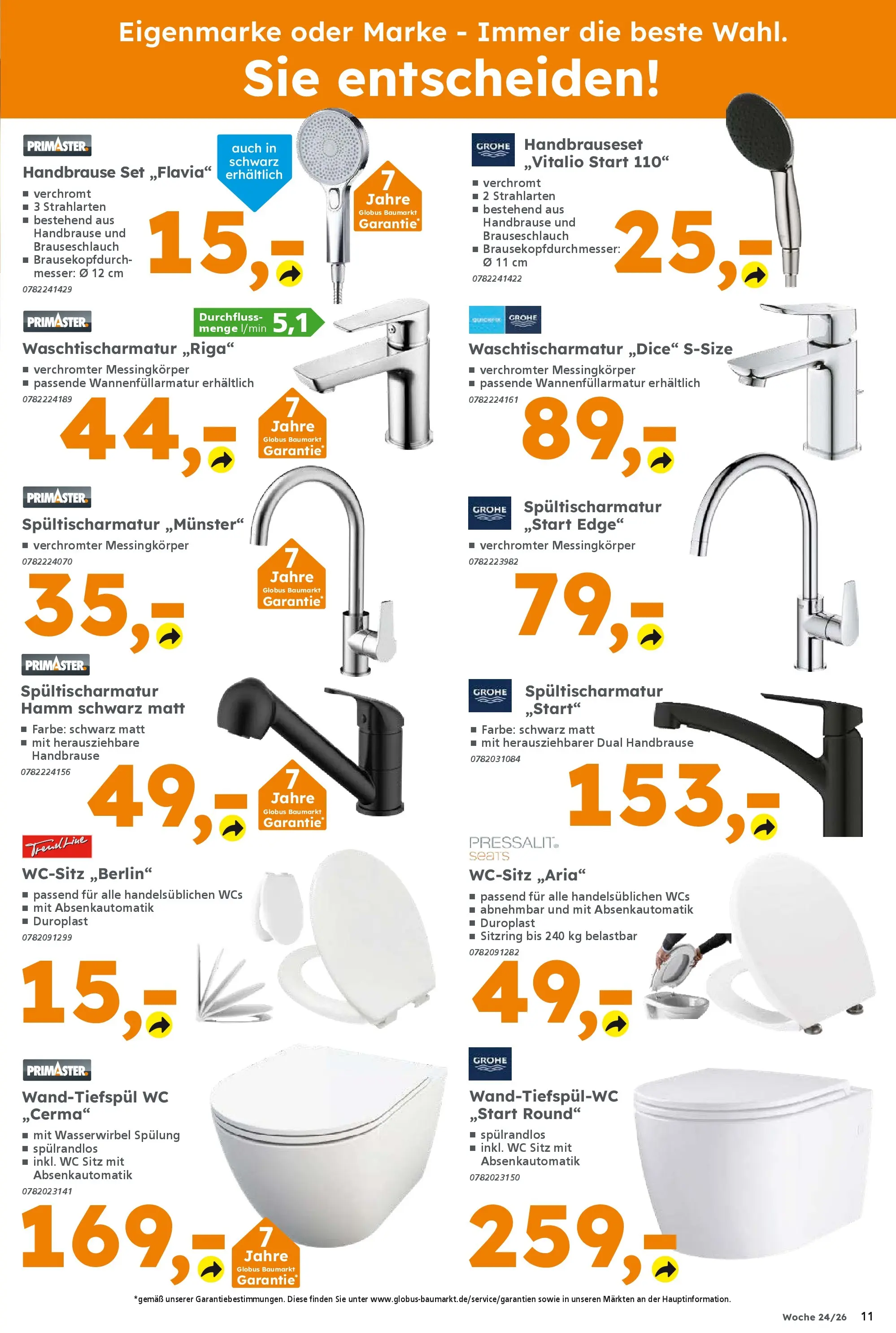 Globus Baumarkt Prospekt Königsbrunn (ab 08.06.2026) zum Blättern | Seite: 11 | Produkte: WC Sitz, Spülung