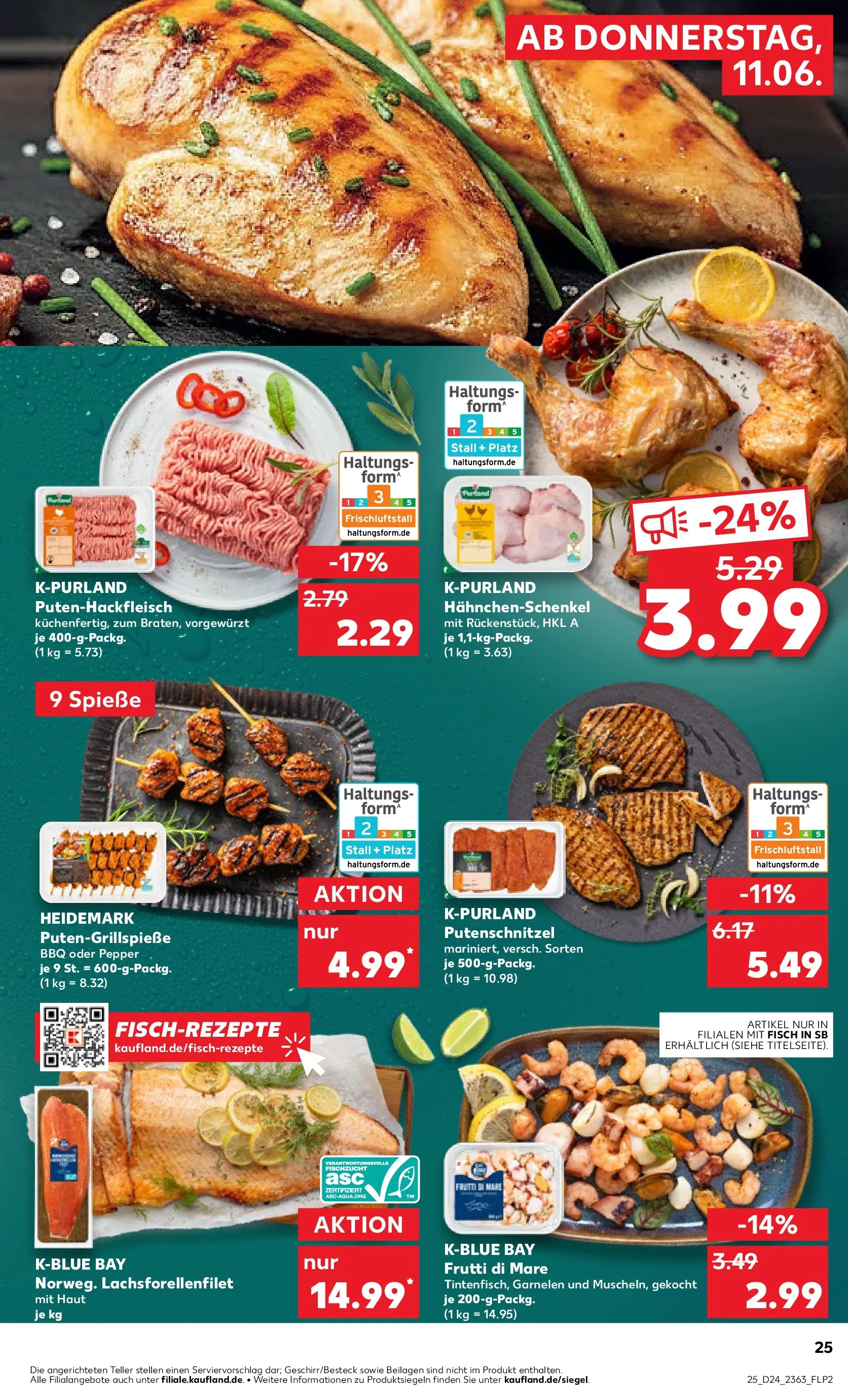 Prospekt Kaufland ab 10.06.2026 » Angebote Online zum Blättern | Seite: 25 | Produkte: Hahnchenschenkel, Schnitzel, Fisch, Putenschnitzel