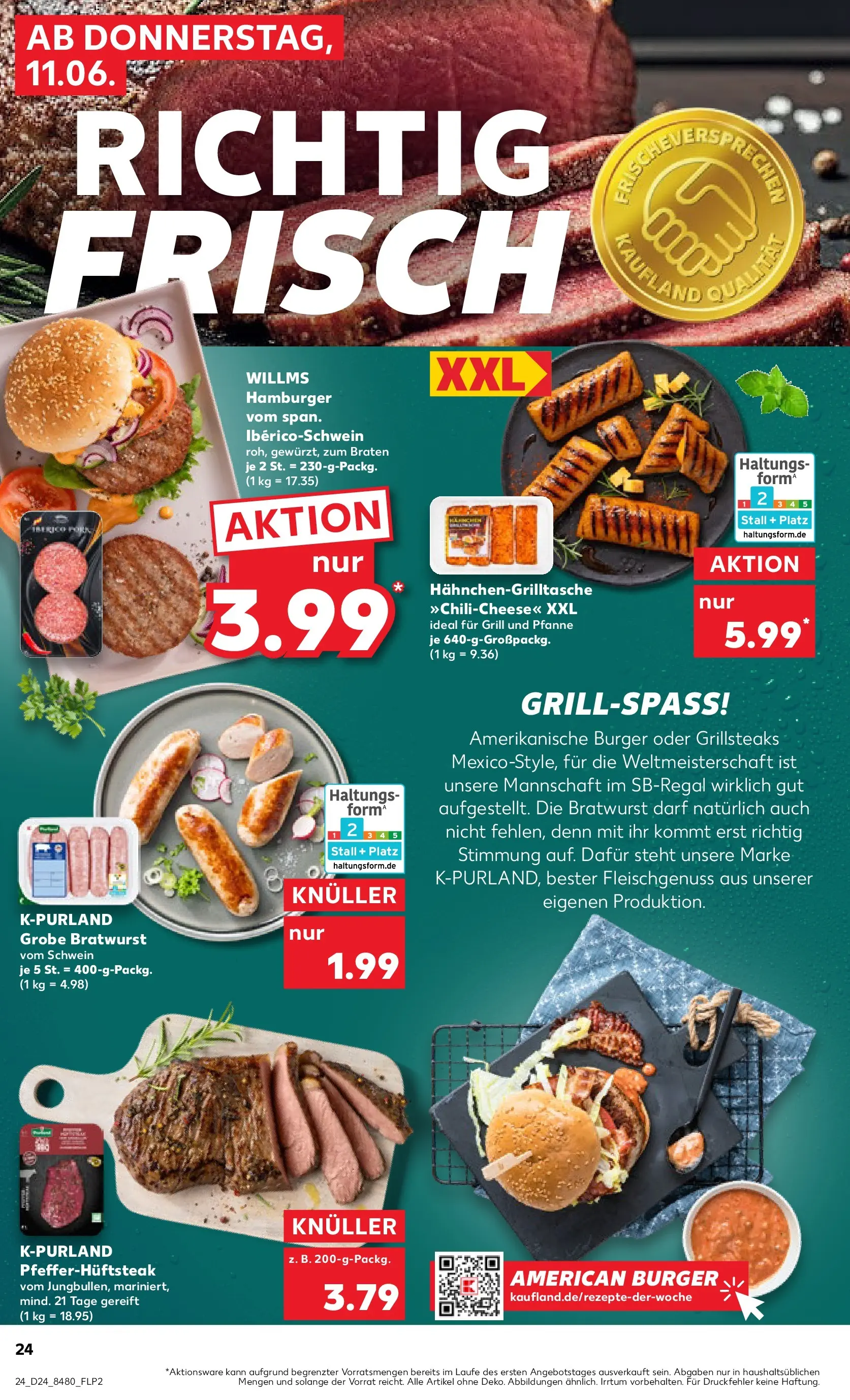 Prospekt Kaufland ab 11.06.2026 » Angebote Online zum Blättern | Seite: 24 | Produkte: Grill, Bratwurst, Burger, Steak