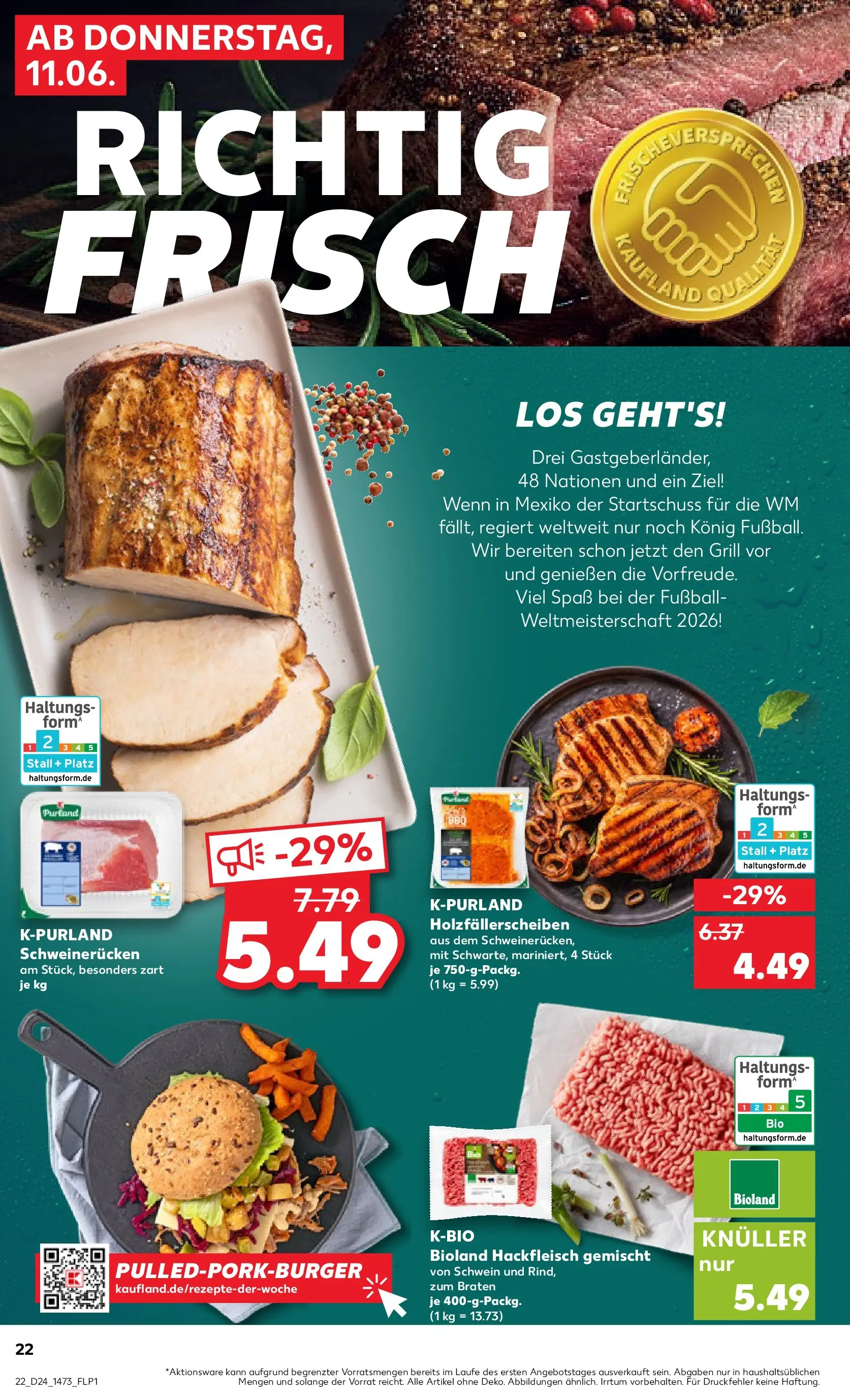 Prospekt Kaufland ab 10.06.2026 » Angebote Online zum Blättern | Seite: 22 | Produkte: Grill, Burger, Schweinerucken, Hackfleisch