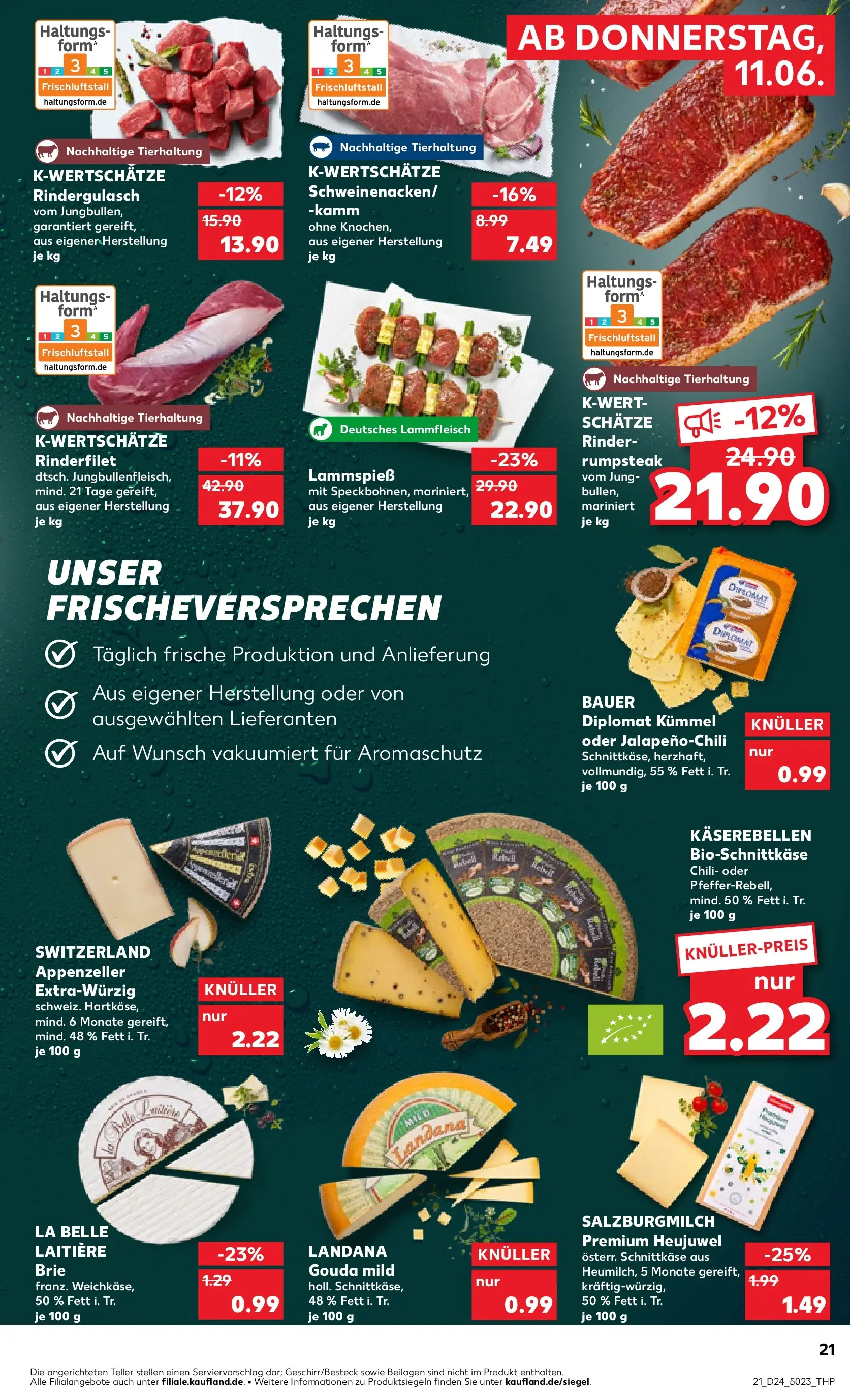Prospekt Kaufland ab 11.06.2026 » Angebote Online zum Blättern | Seite: 21 | Produkte: Rumpsteak, Rindergulasch, Rinderfilet, Steak