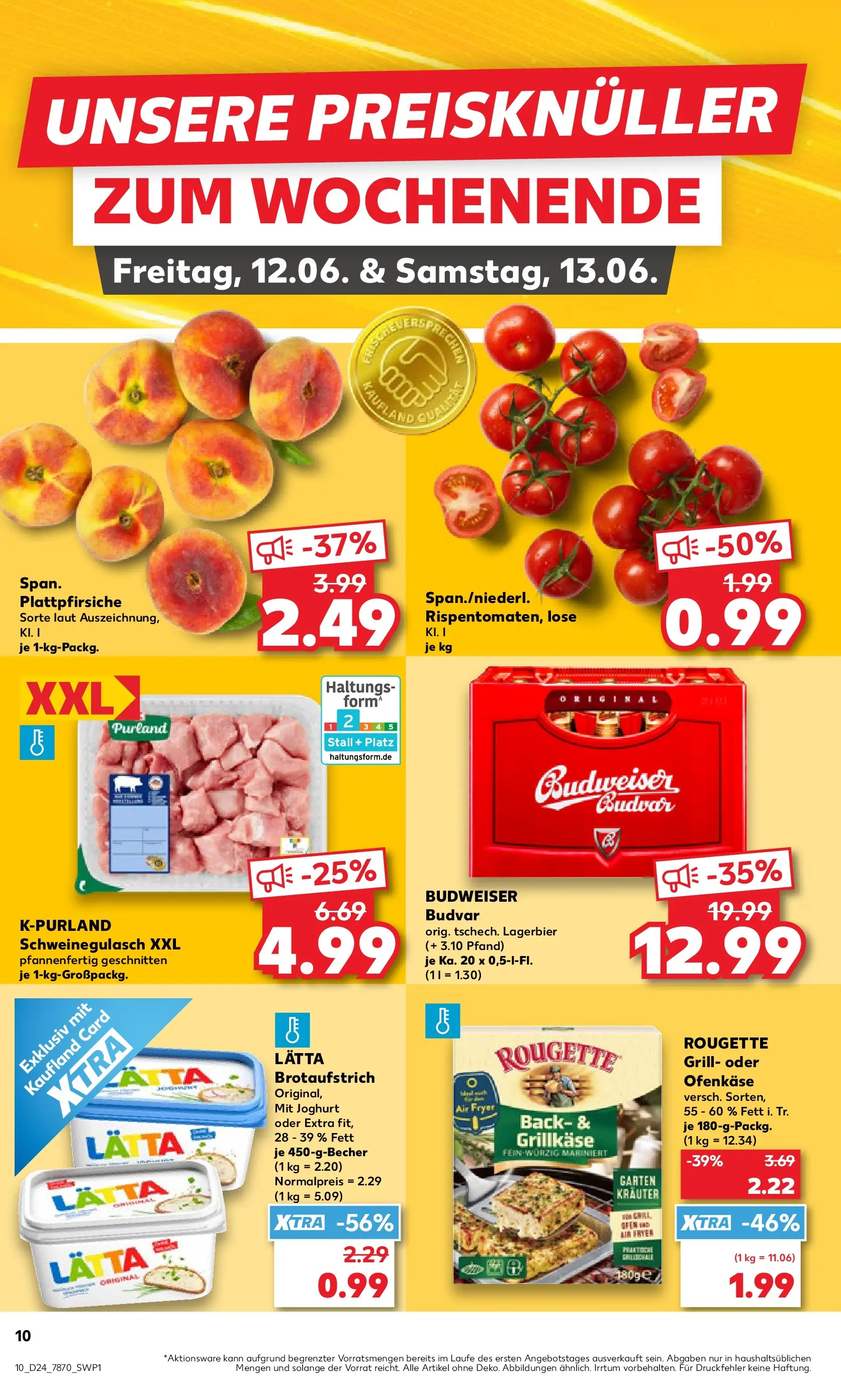 Prospekt Kaufland ab 08.06.2026 » Angebote Online zum Blättern | Seite: 15 | Produkte: Schweinegulasch, Joghurt, Lätta, Budweiser