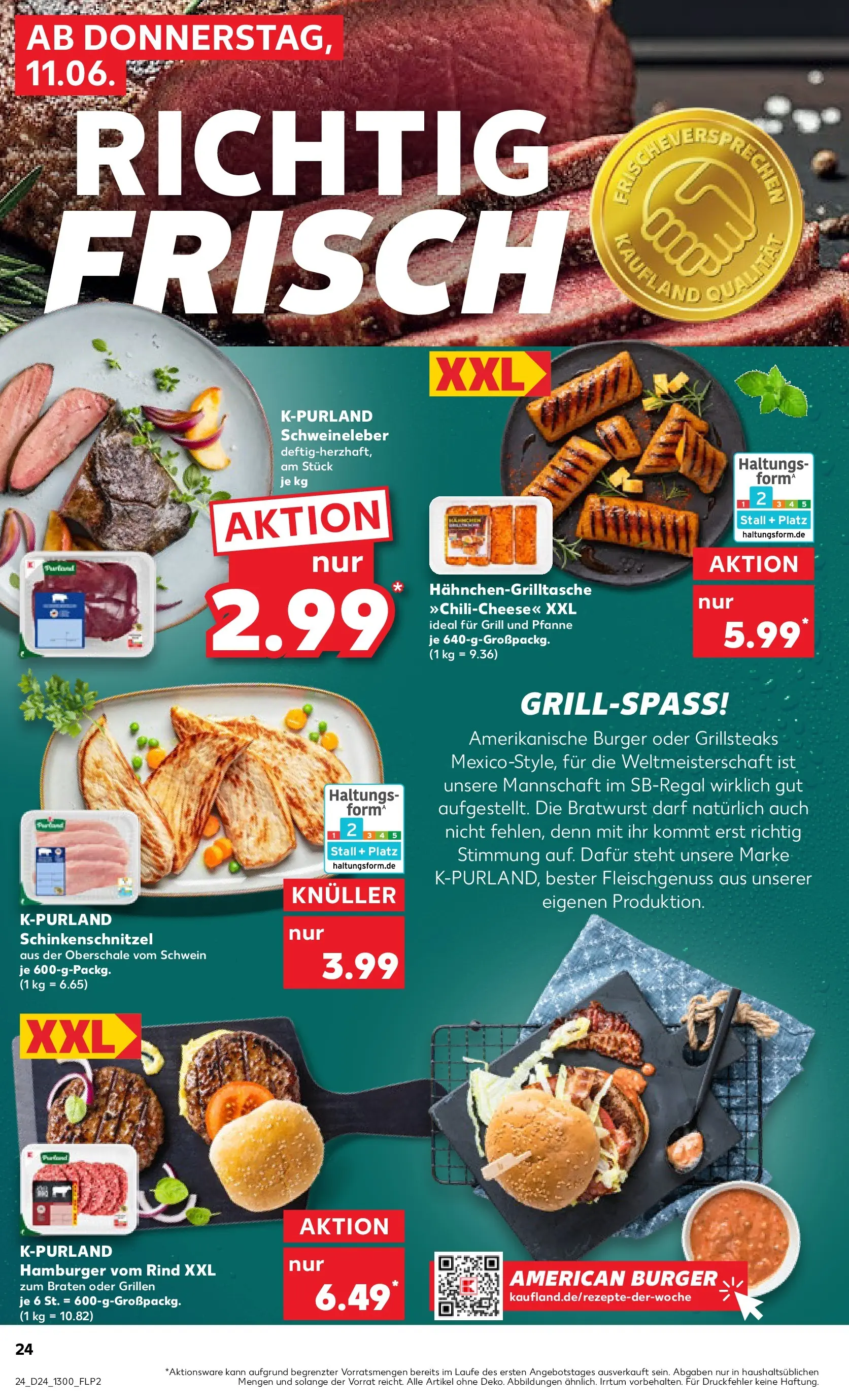 Prospekt Kaufland ab 11.06.2026 » Angebote Online zum Blättern | Seite: 24 | Produkte: Grill, Bratwurst, Burger, Schnitzel