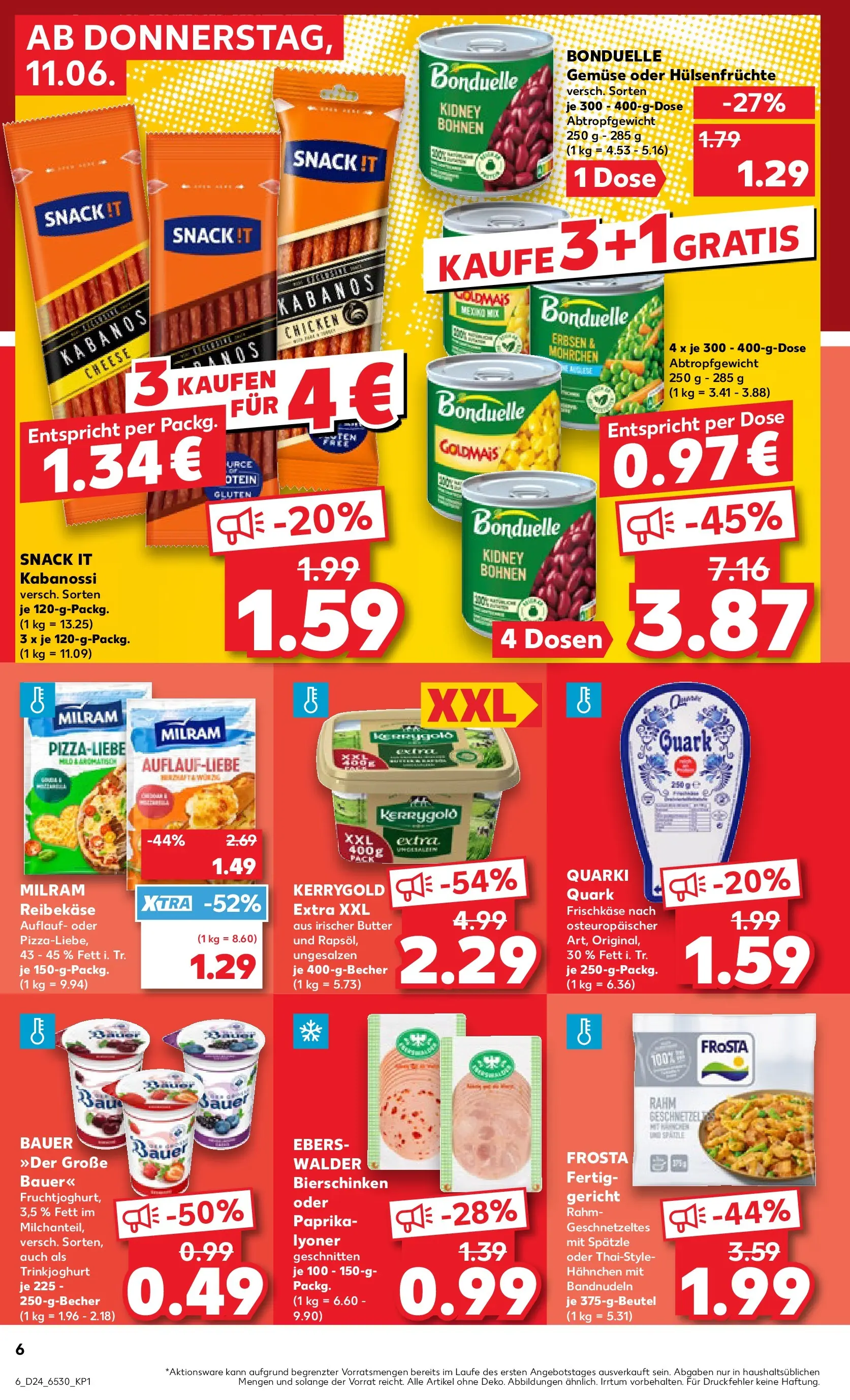 Prospekt Kaufland ab 08.06.2026 » Angebote Online zum Blättern | Seite: 15 | Produkte: Quark, Butter, Reibekase, Erbsen
