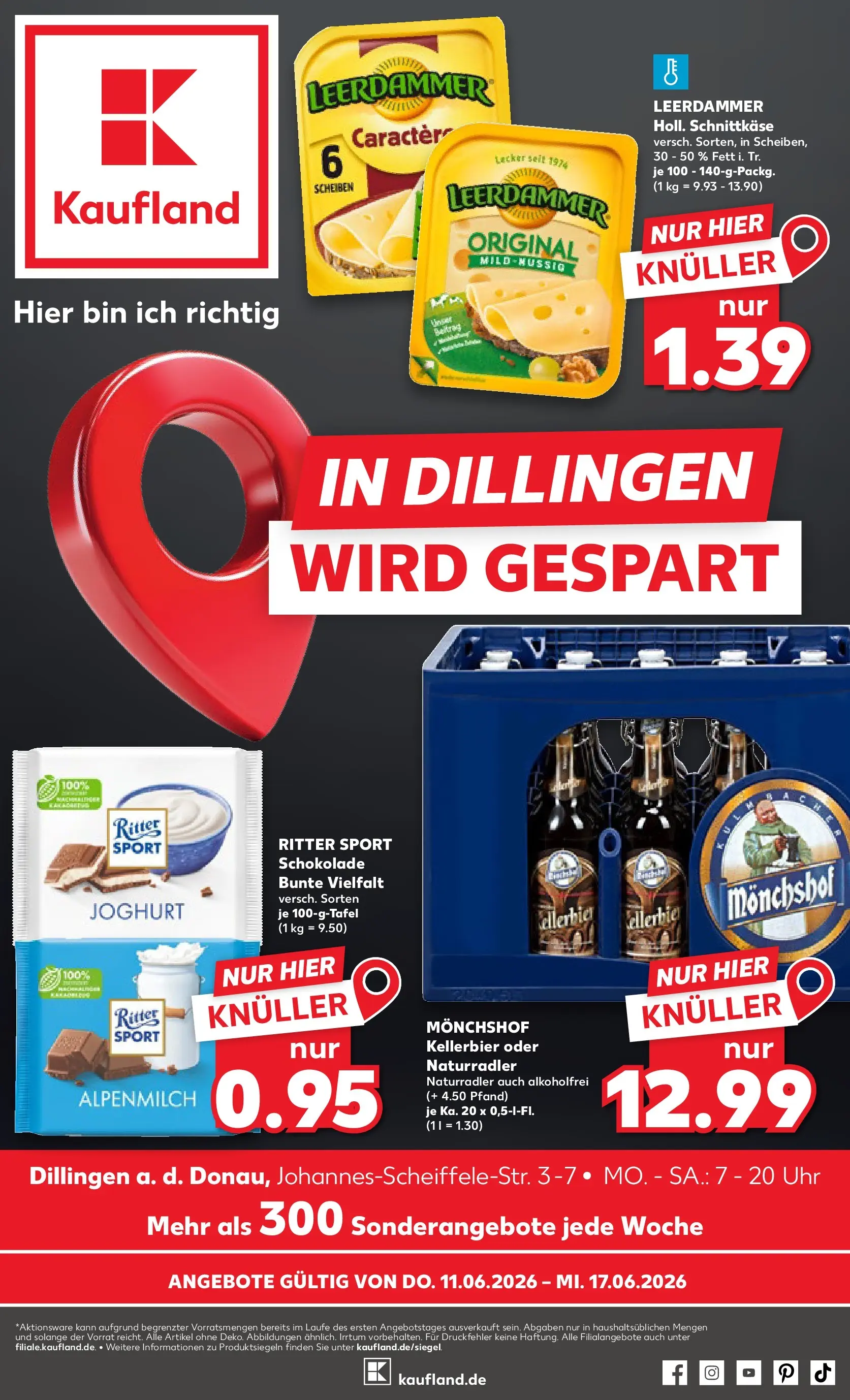 Prospekt Kaufland ab 11.06.2026 » Angebote Online zum Blättern | Seite: 1 | Produkte: Monchshof, Schokolade, Ritter sport, Uhr