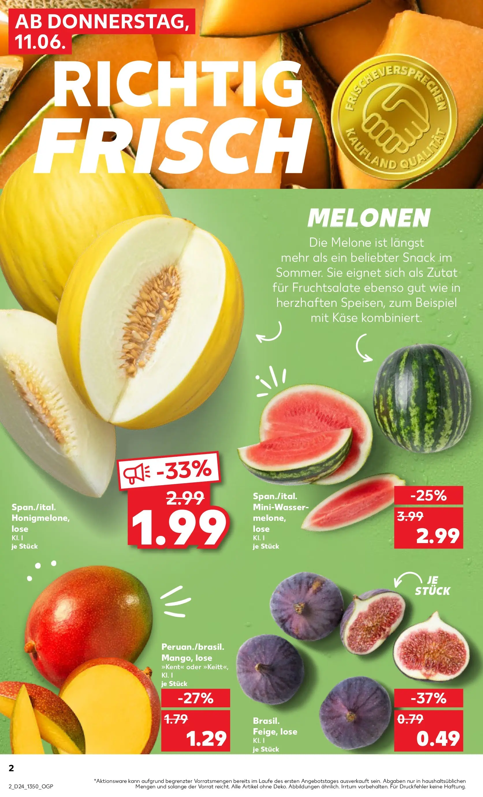 Prospekt Kaufland ab 11.06.2026 » Angebote Online zum Blättern | Seite: 2 | Produkte: Käse, Mango, Melone
