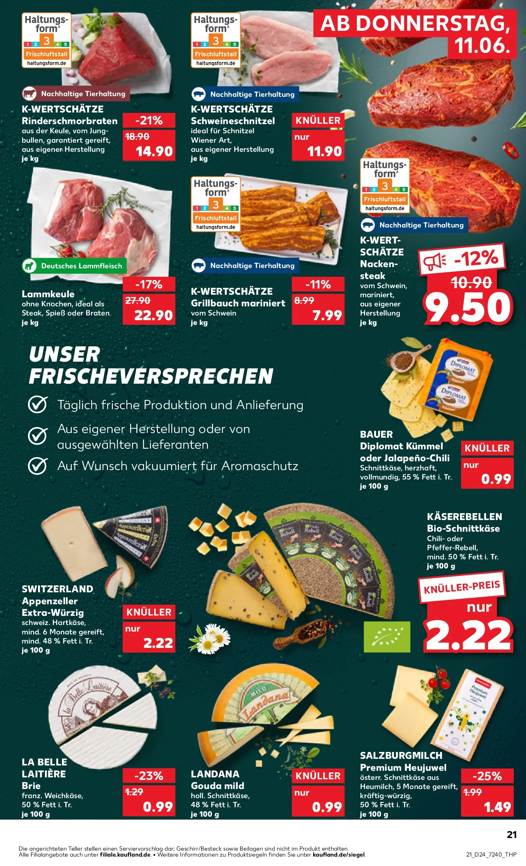 Prospekt Kaufland ab 11.06.2026 » Angebote Online zum Blättern | Seite: 21 | Produkte: Lammkeule, Gouda, Schnitzel, Steak