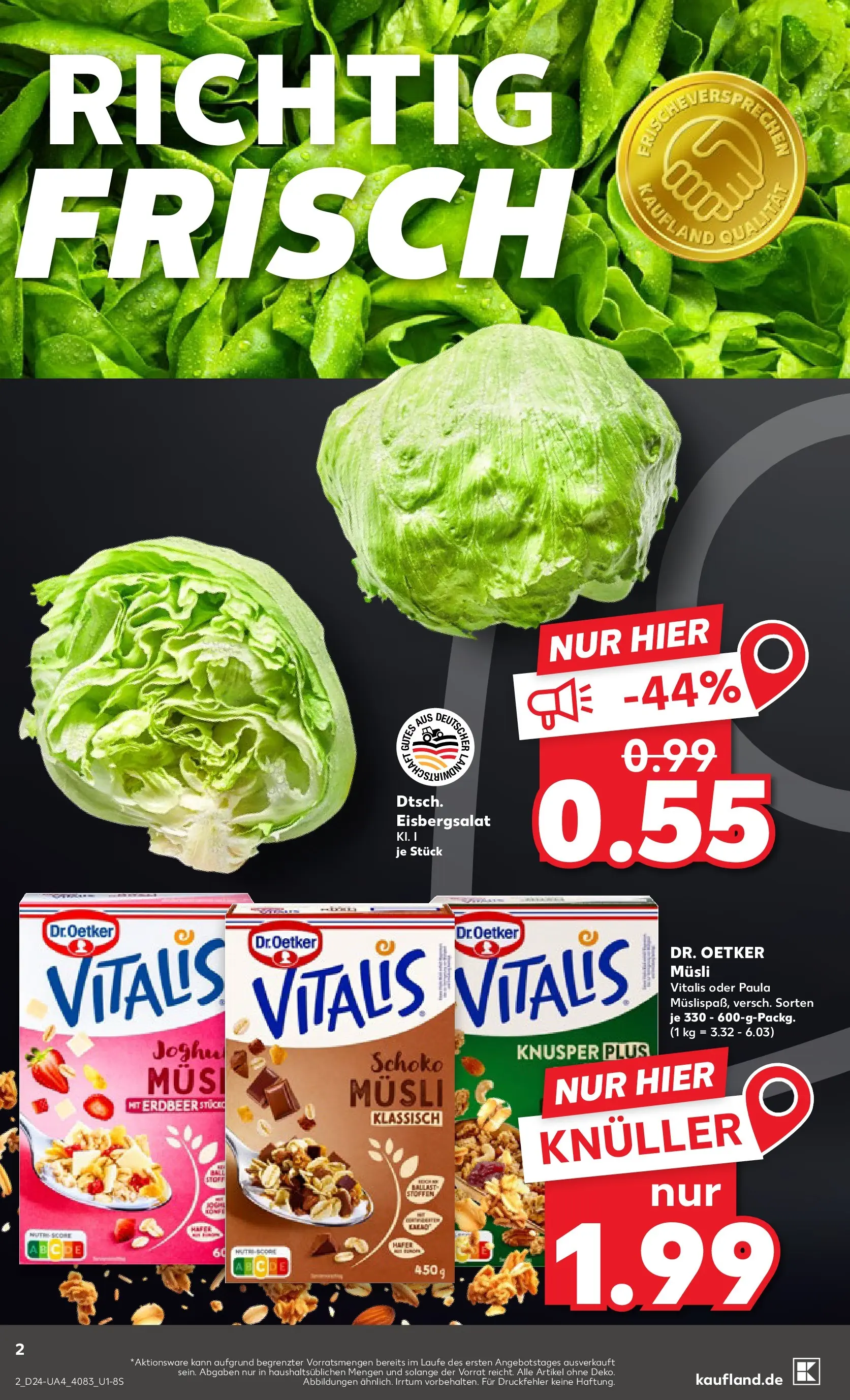 Prospekt Kaufland ab 11.06.2026 » Angebote Online zum Blättern | Seite: 2 | Produkte: Musli, Joghurt, Eisbergsalat