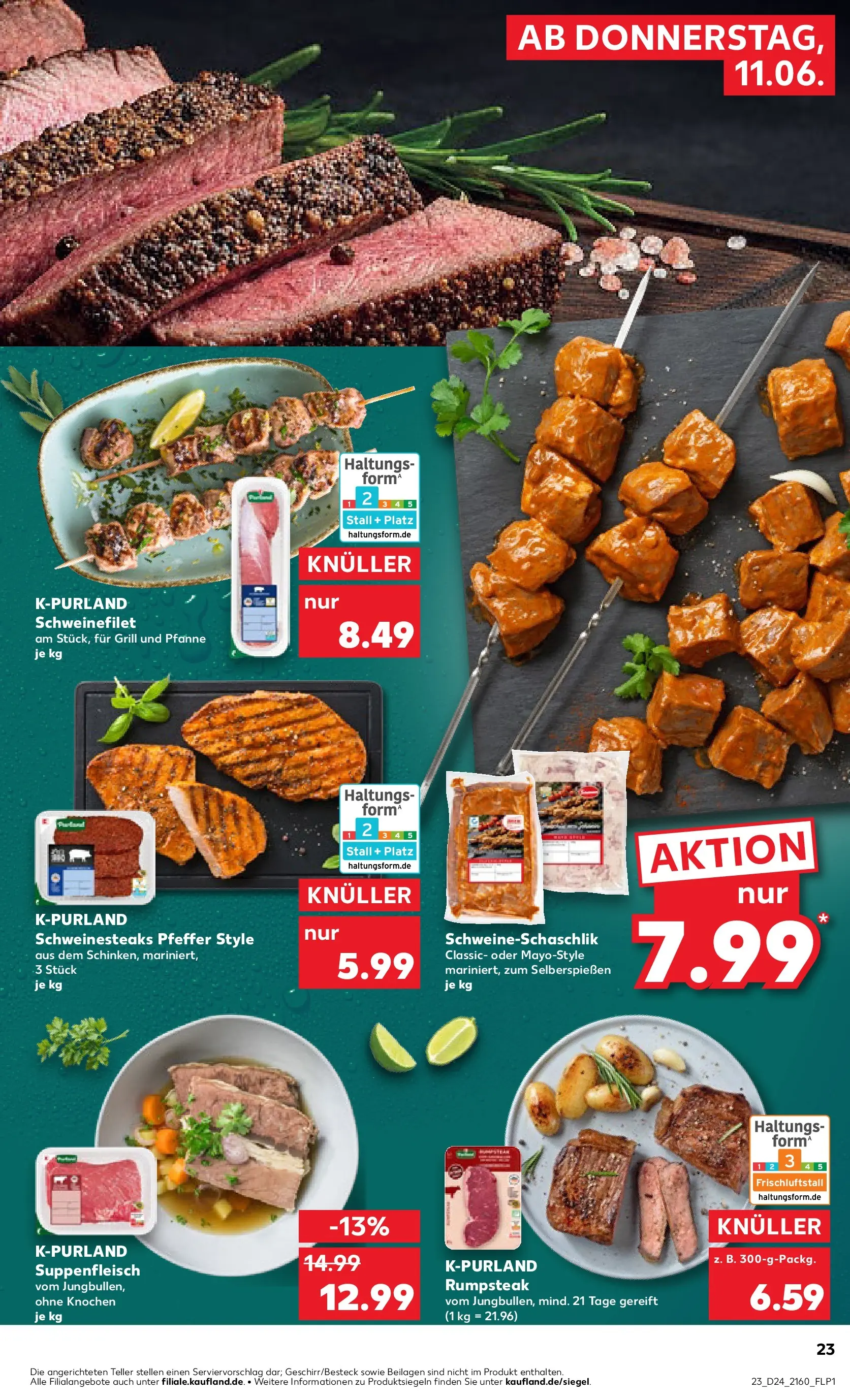 Prospekt Kaufland ab 11.06.2026 » Angebote Online zum Blättern | Seite: 23 | Produkte: Grill, Pfeffer, Suppenfleisch, Steak