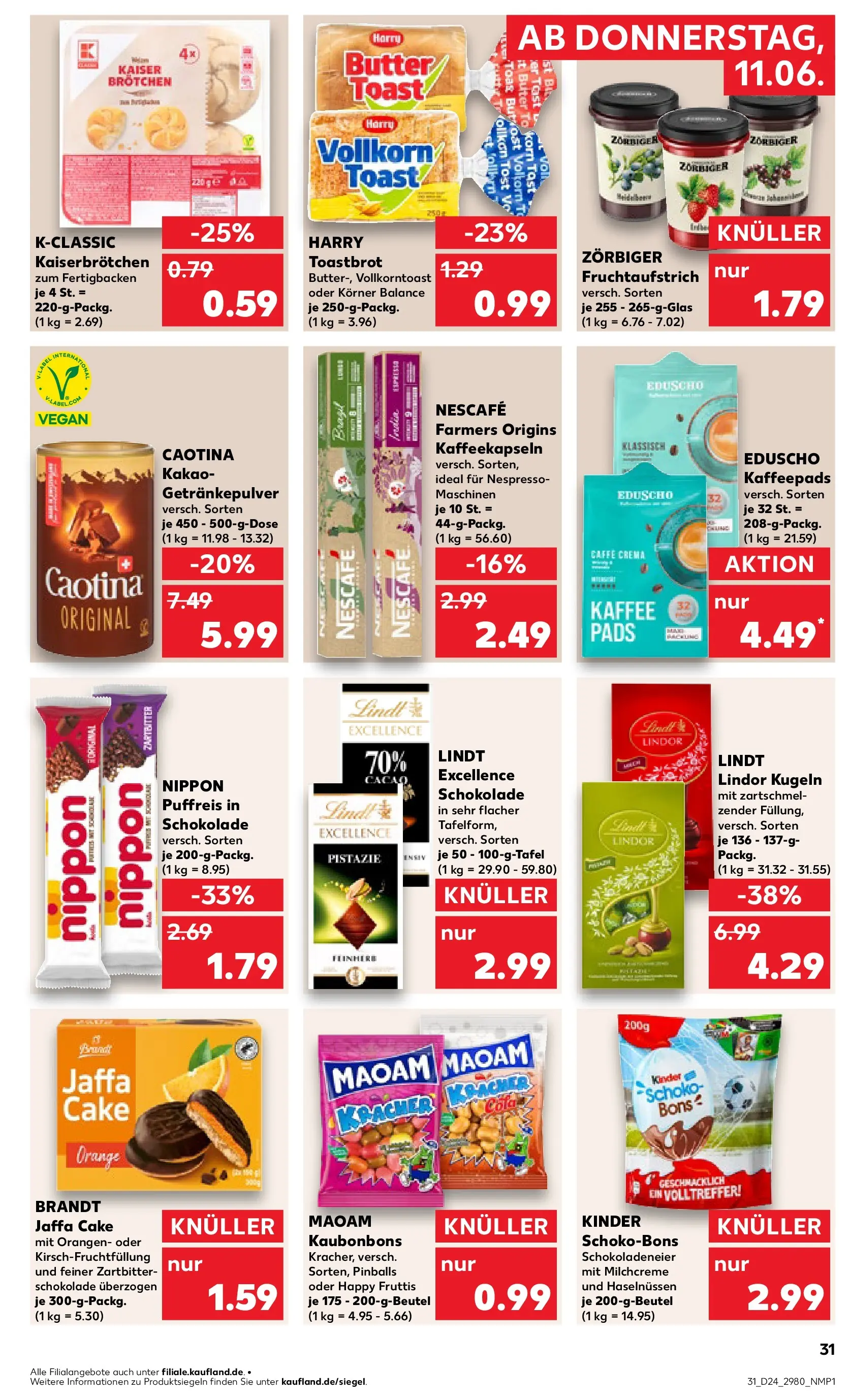 Prospekt Kaufland ab 11.06.2026 » Angebote Online zum Blättern | Seite: 31 | Produkte: Nescafe, Butter, Schokolade, Eduscho