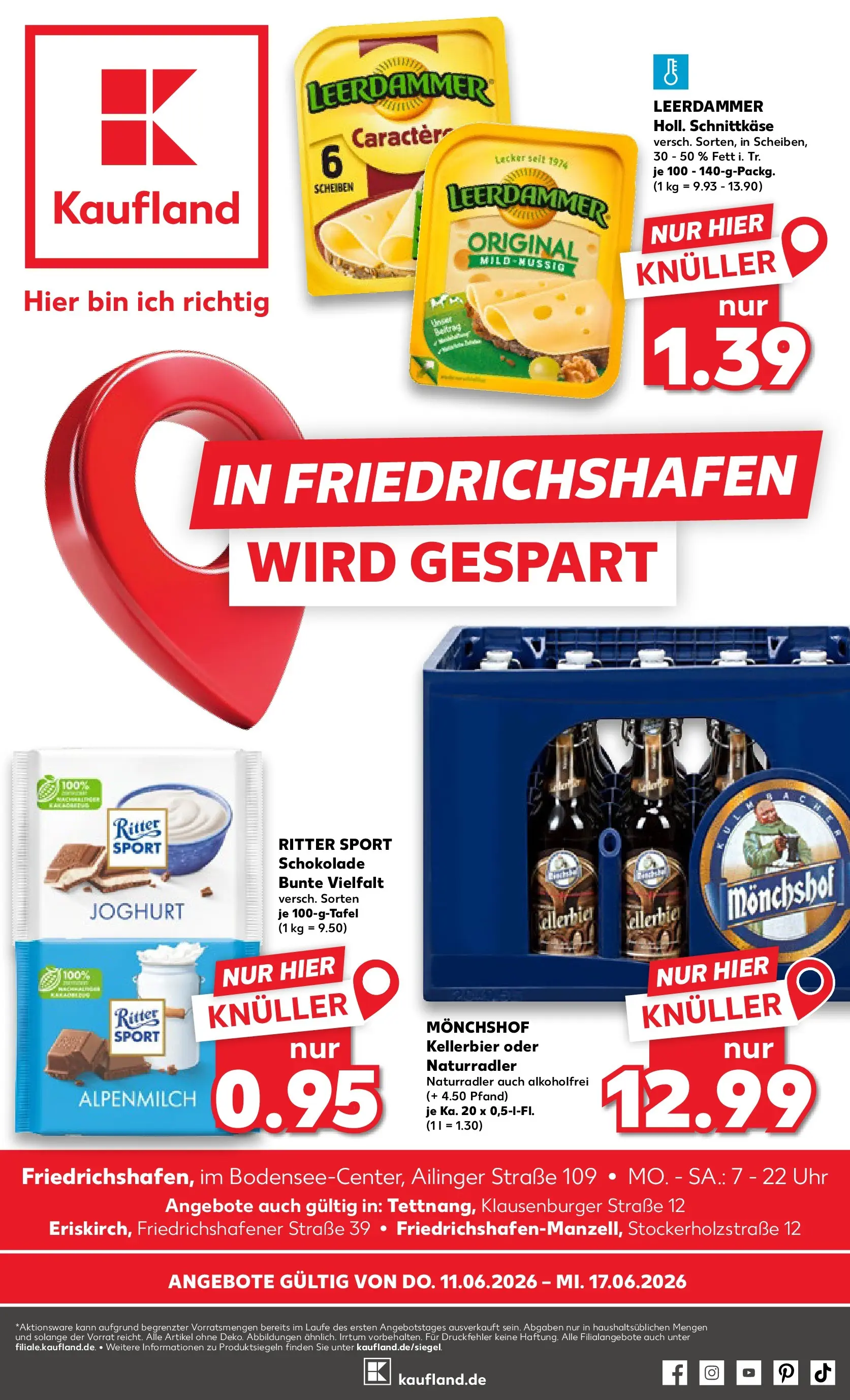 Prospekt Kaufland ab 11.06.2026 ยป Angebote und Werbung Online | Seite: 1 | Produkte: Monchshof, Schokolade, Leerdammer, Uhr Prospekt Kaufland ab 11.06.2026 ยป Angebote Online zum Blรคttern | Seite: 1 | Produkte: Monchshof, Schokolade, Leerdammer, Uhr