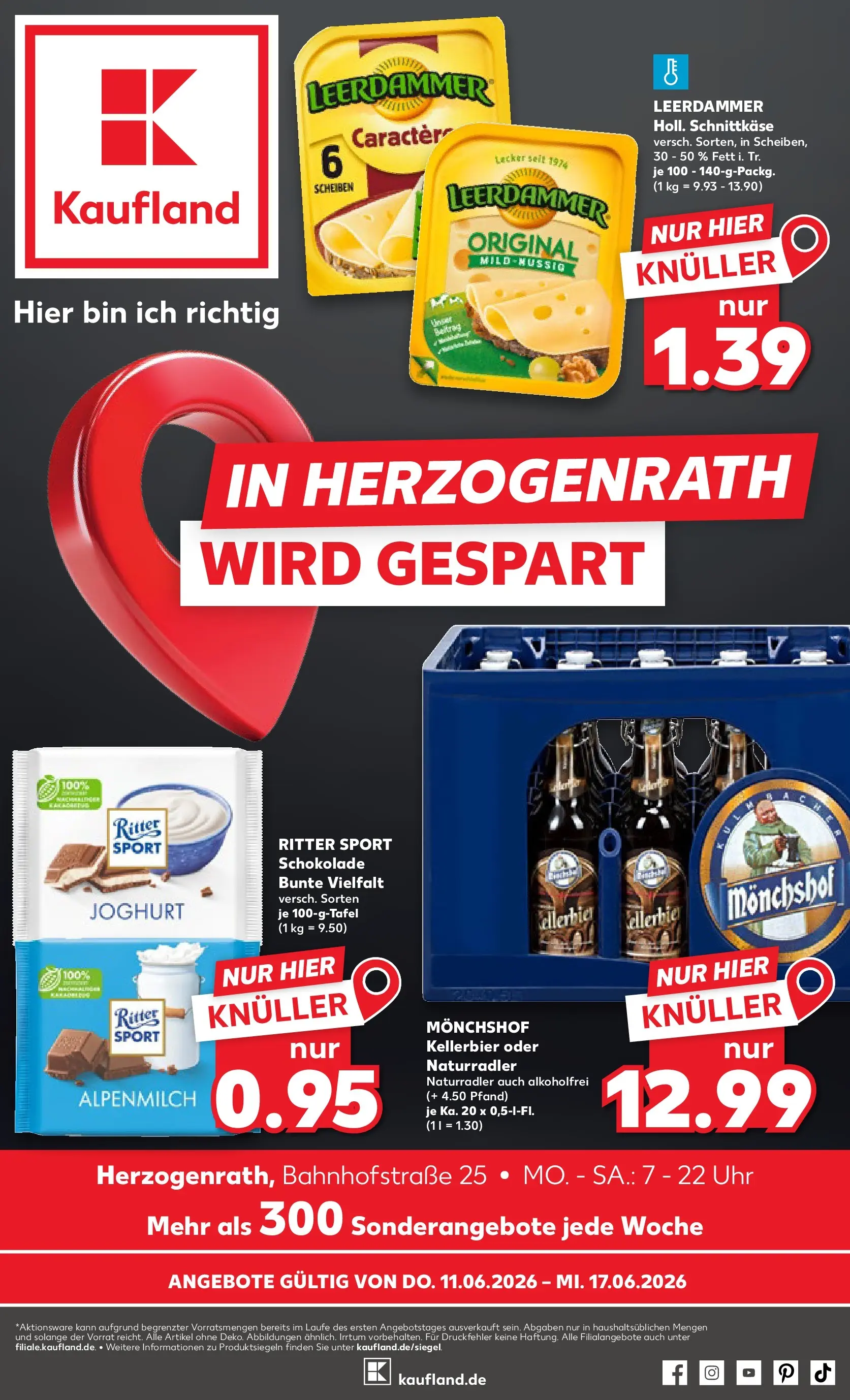 Prospekt Kaufland ab 11.06.2026 » Angebote Online zum Blättern | Seite: 1 | Produkte: Monchshof, Joghurt, Schokolade, Ritter sport
