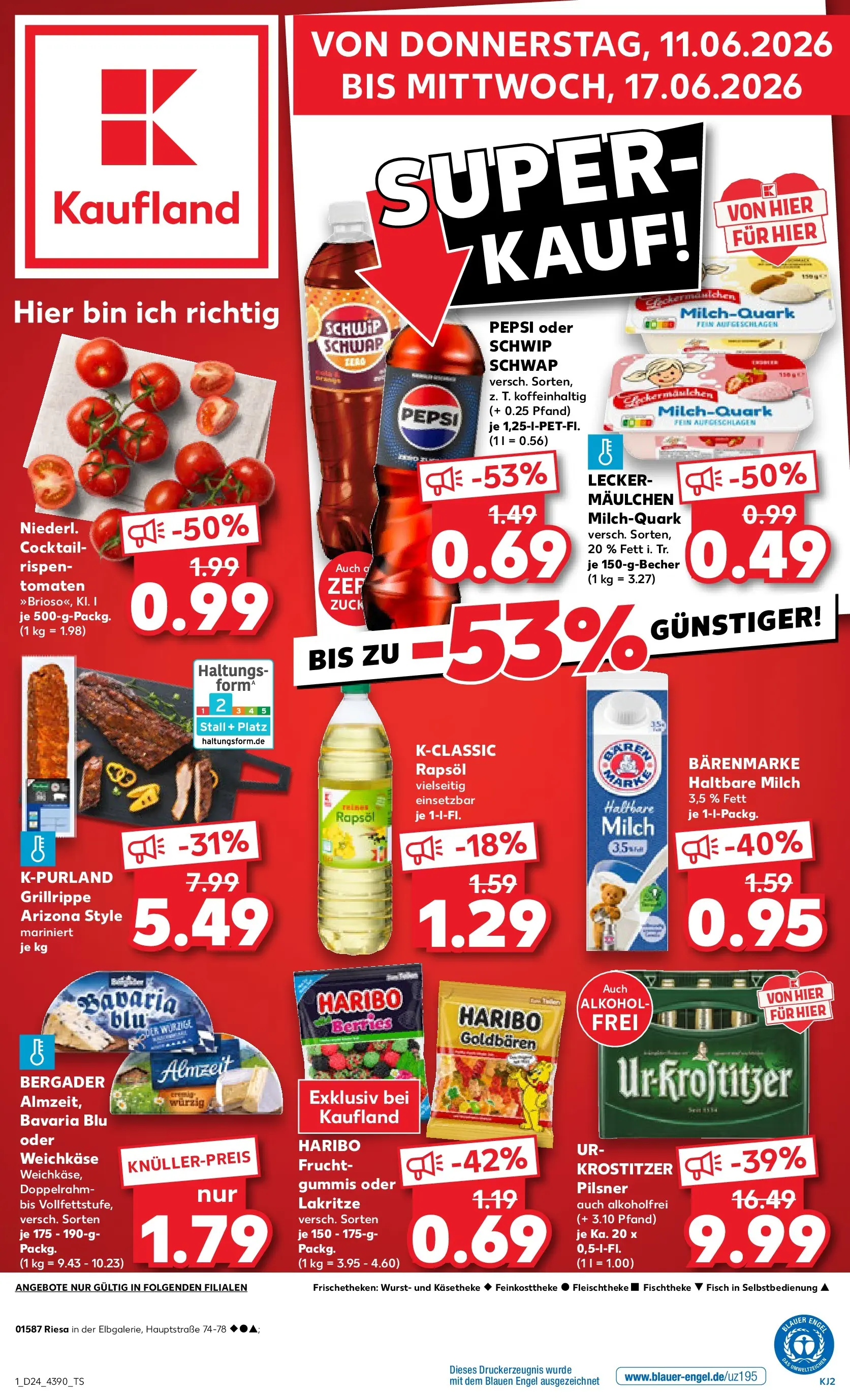 Prospekt Kaufland ab 11.06.2026 » Angebote Online zum Blättern | Seite: 1 | Produkte: Tomaten, Schwip schwap, Fisch, Pepsi