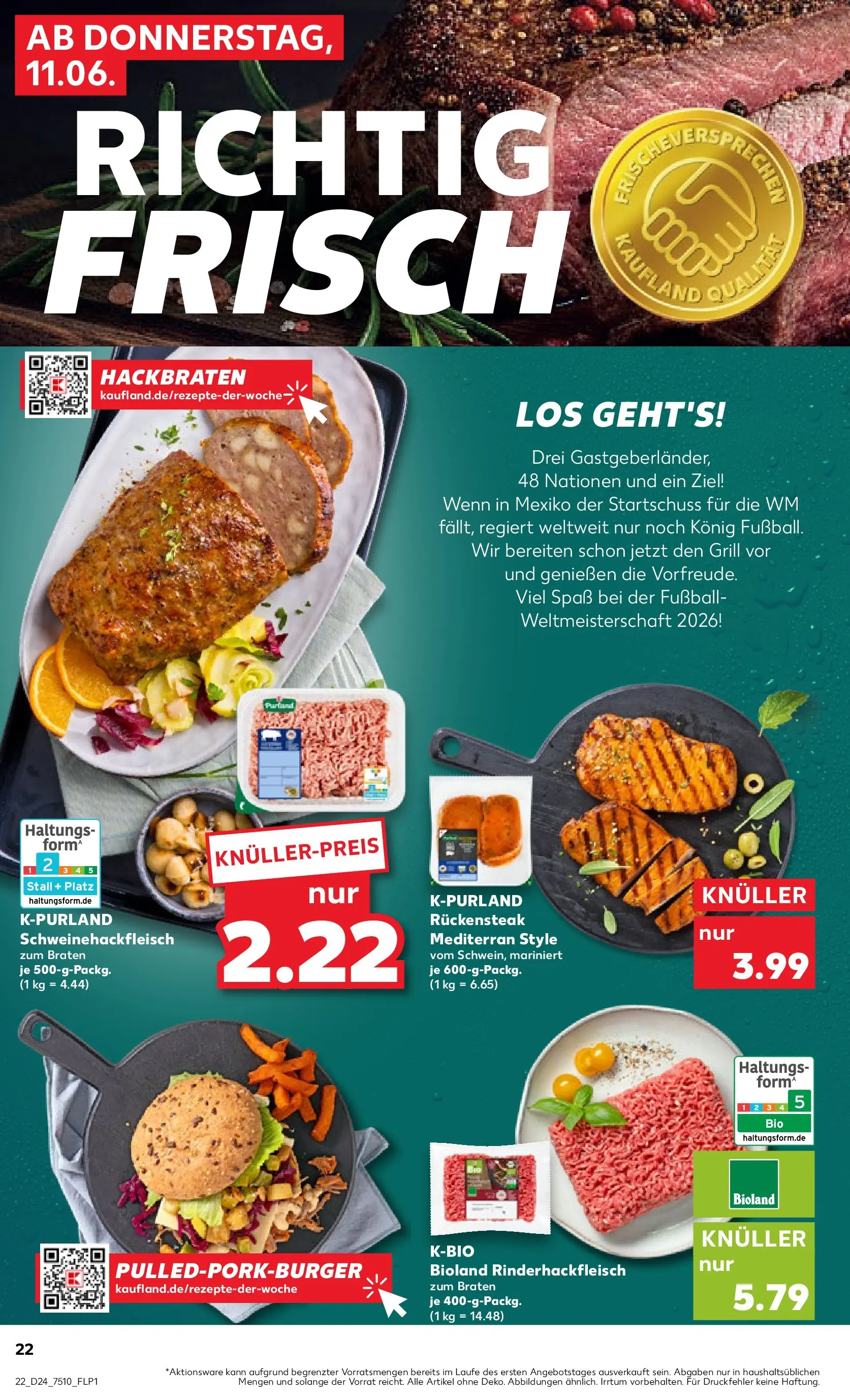 Prospekt Kaufland ab 11.06.2026 » Angebote Online zum Blättern | Seite: 22 | Produkte: Grill, Burger, Fußball, Steak