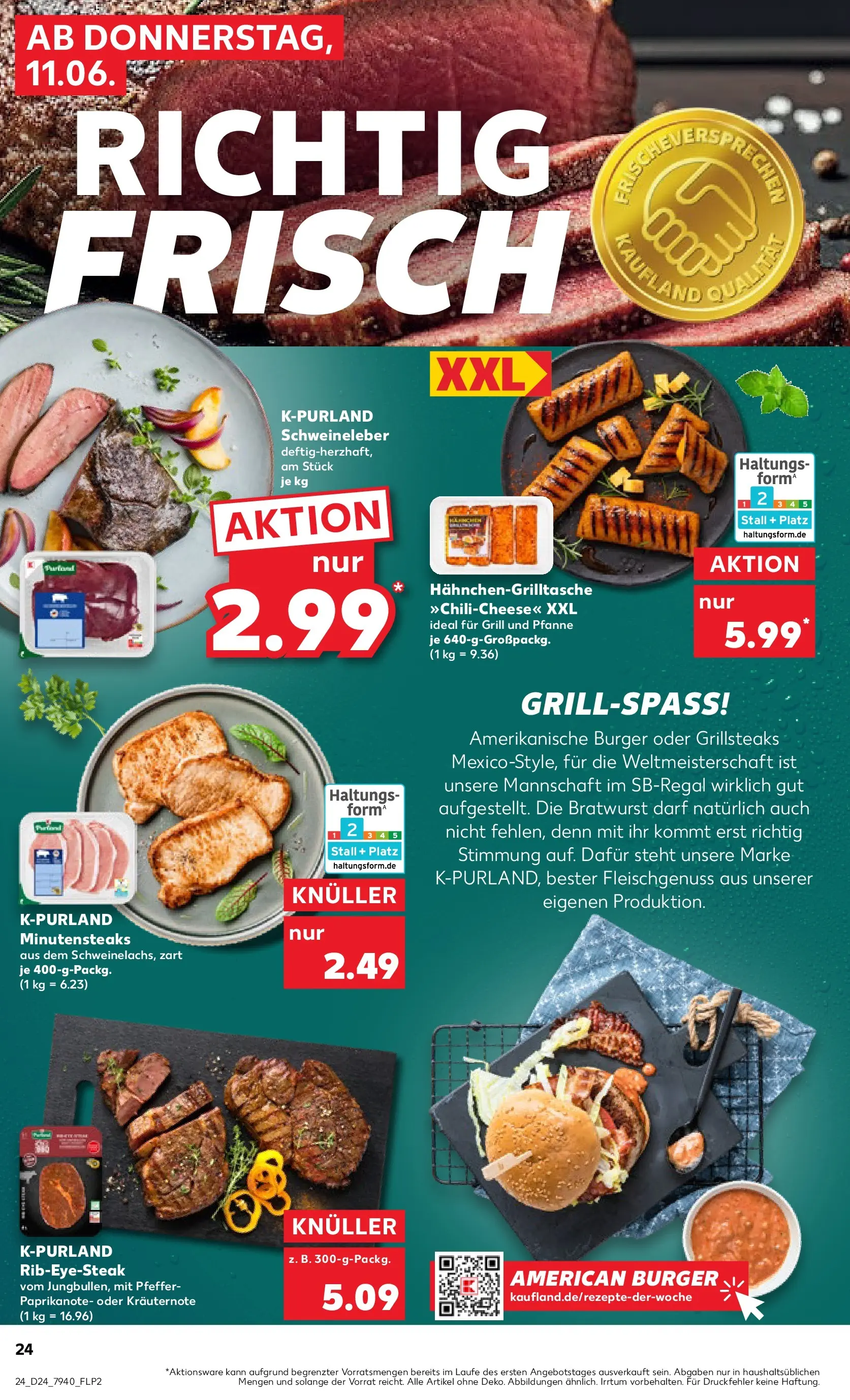 Prospekt Kaufland ab 08.06.2026 » Angebote Online zum Blättern | Seite: 33 | Produkte: Bratwurst, Burger, Pfeffer, Steak