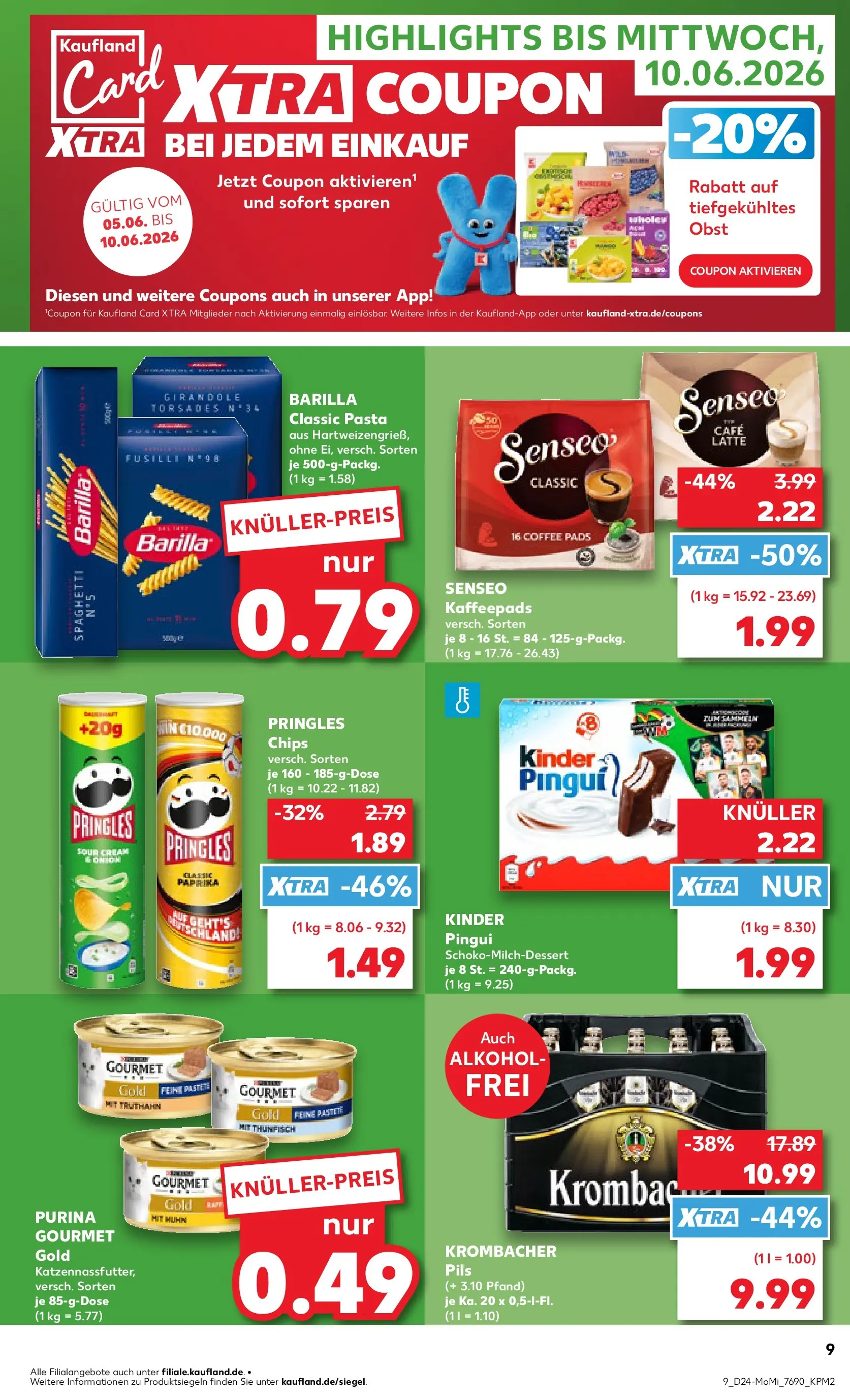 Prospekt Kaufland ab 08.06.2026 » Angebote Online zum Blättern | Seite: 9 | Produkte: Kaffeepads, Barilla, Paprika, Krombacher
