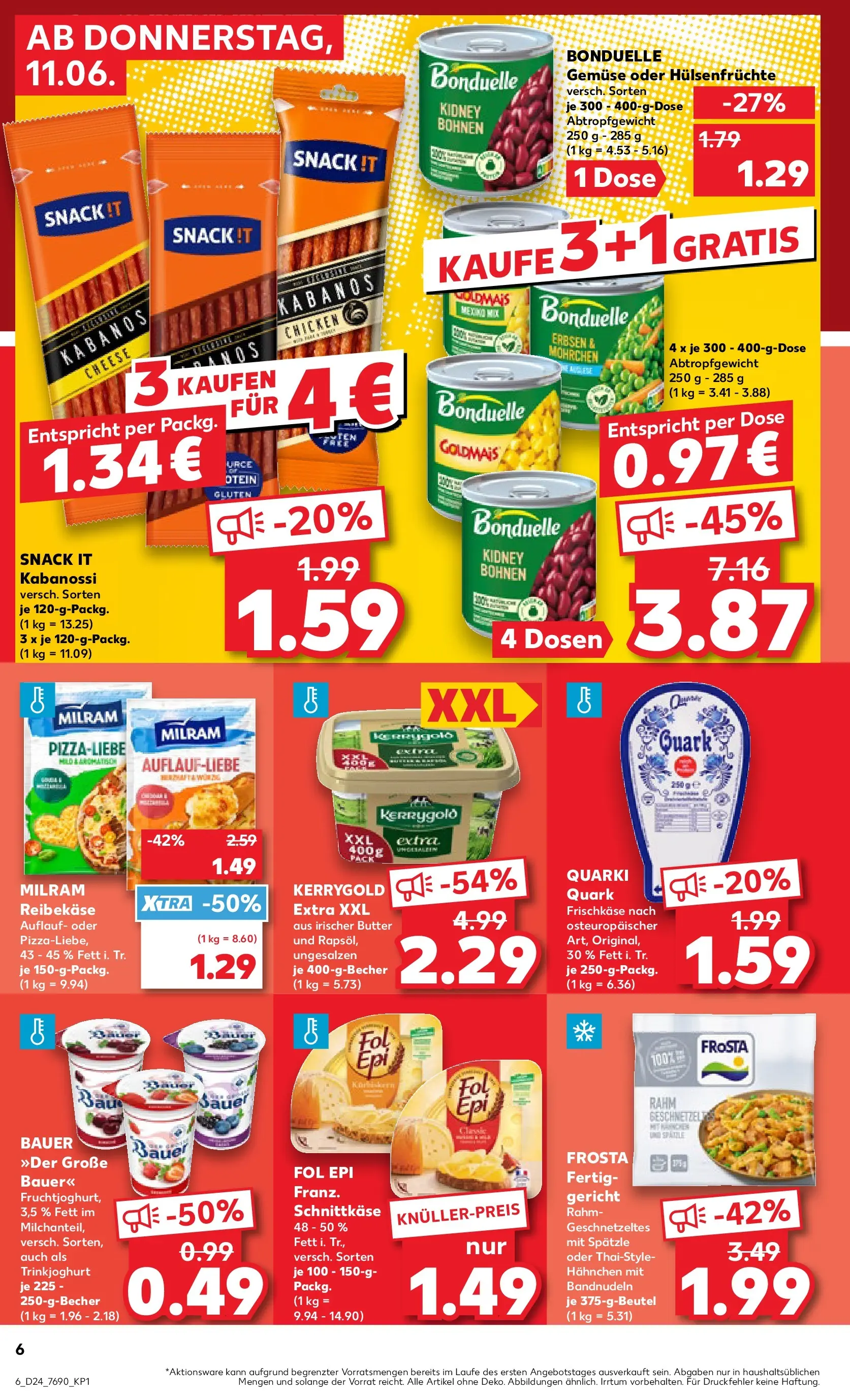 Prospekt Kaufland ab 08.06.2026 » Angebote Online zum Blättern | Seite: 15 | Produkte: Quark, Reibekase, Erbsen, Frischkase