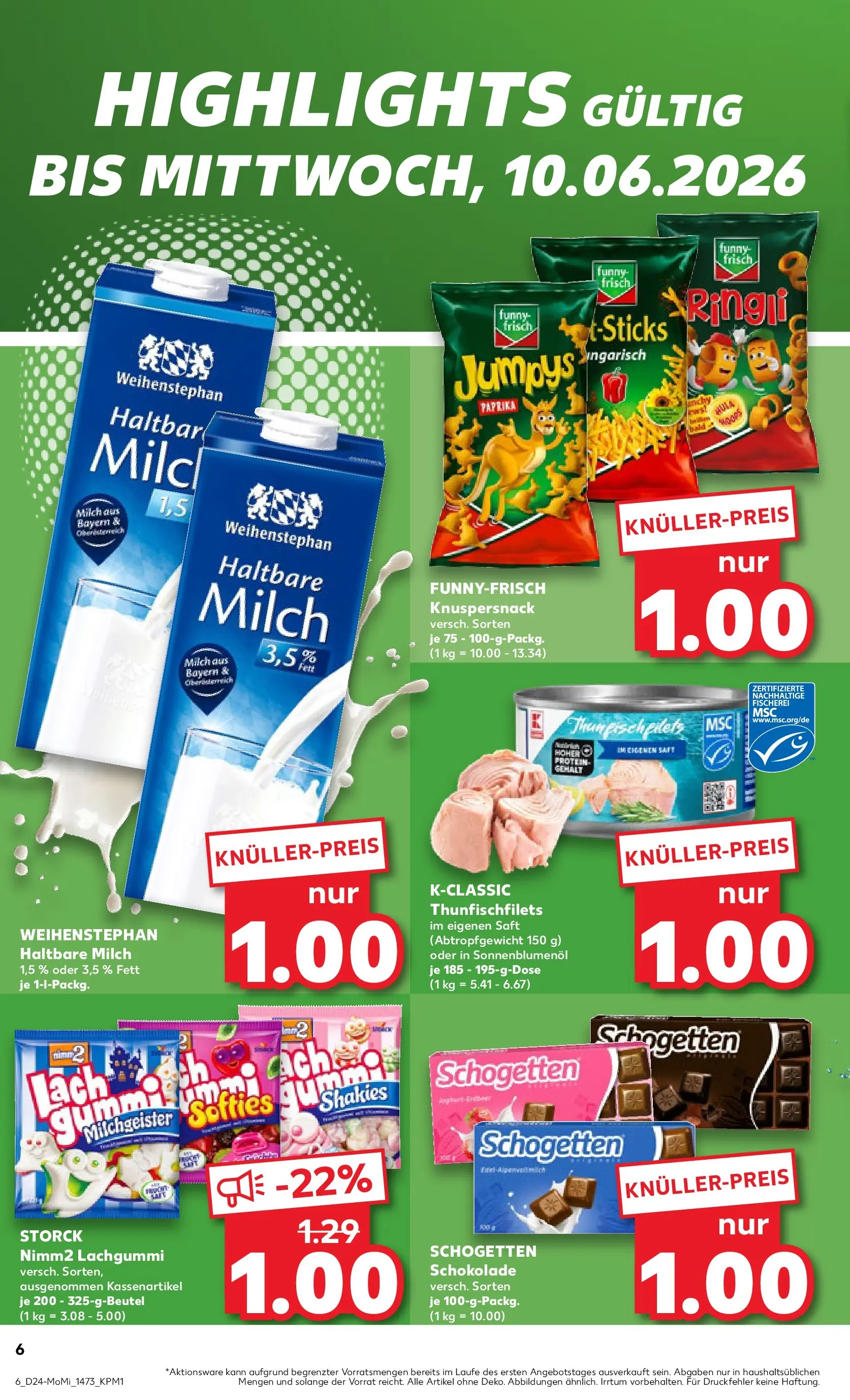 Prospekt Kaufland ab 08.06.2026 » Angebote Online zum Blättern | Seite: 6 | Produkte: Funny frisch, Paprika, Schogetten, Saft
