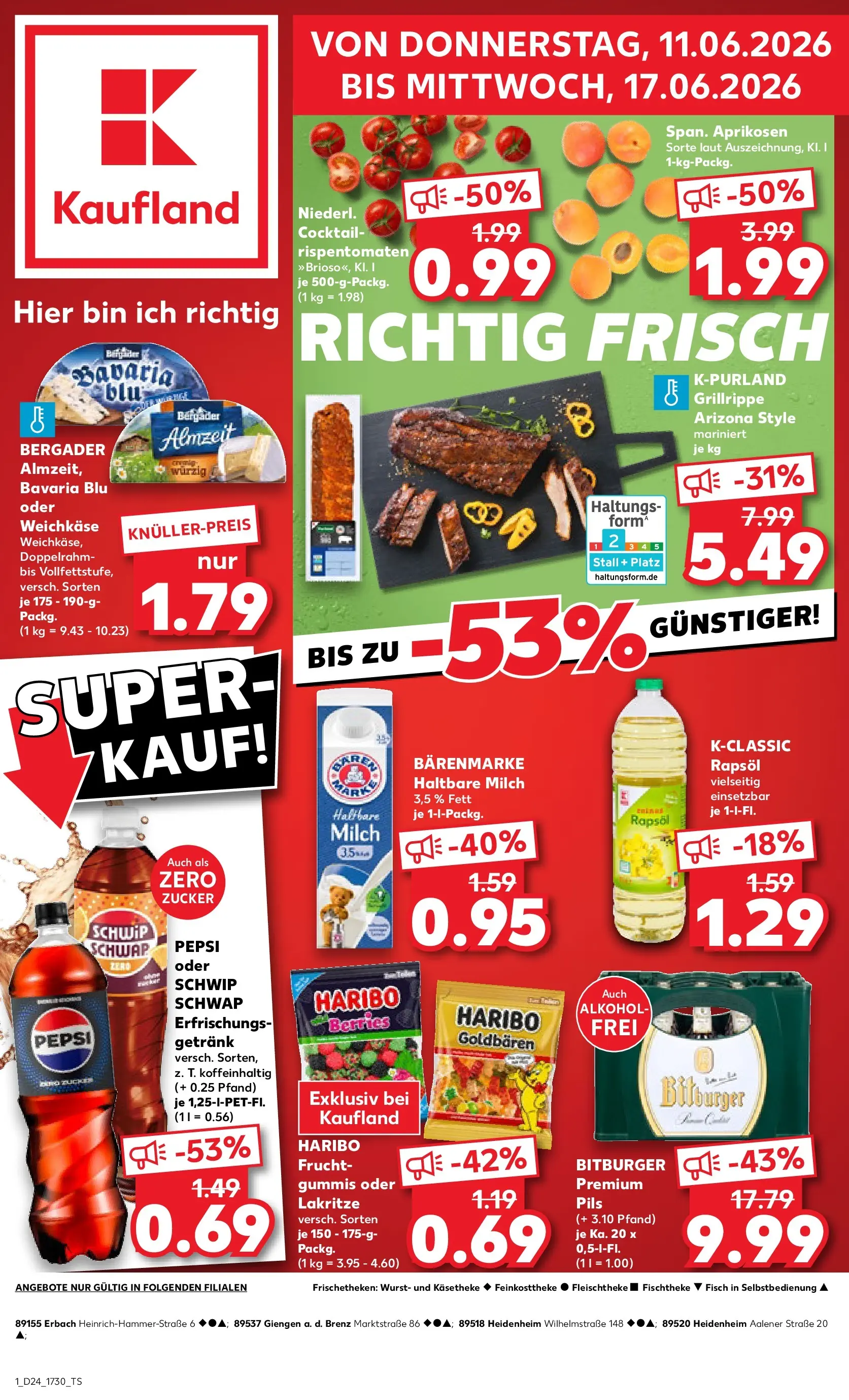 Prospekt Kaufland ab 08.06.2026 » Angebote Online zum Blättern | Seite: 10 | Produkte: Bitburger, Haribo, Milch, Pepsi