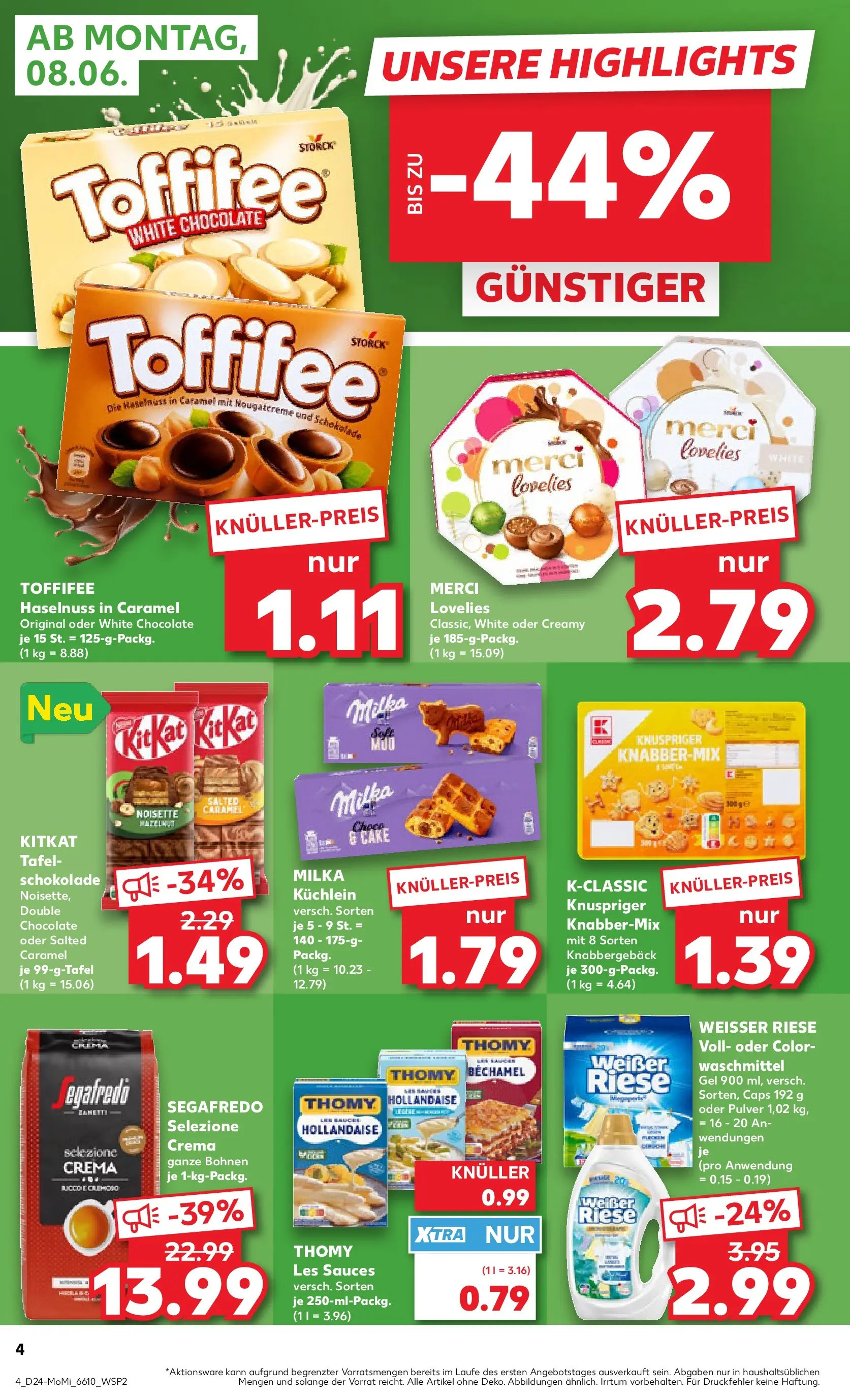 Prospekt Kaufland ab 08.06.2026 ยป Angebote und Werbung Online | Seite: 4 | Produkte: Thomy les sauces, Waschmittel, Toffifee, Segafredo Prospekt Kaufland ab 08.06.2026 ยป Angebote Online zum Blรคttern | Seite: 4 | Produkte: Thomy les sauces, Waschmittel, Toffifee, Segafredo