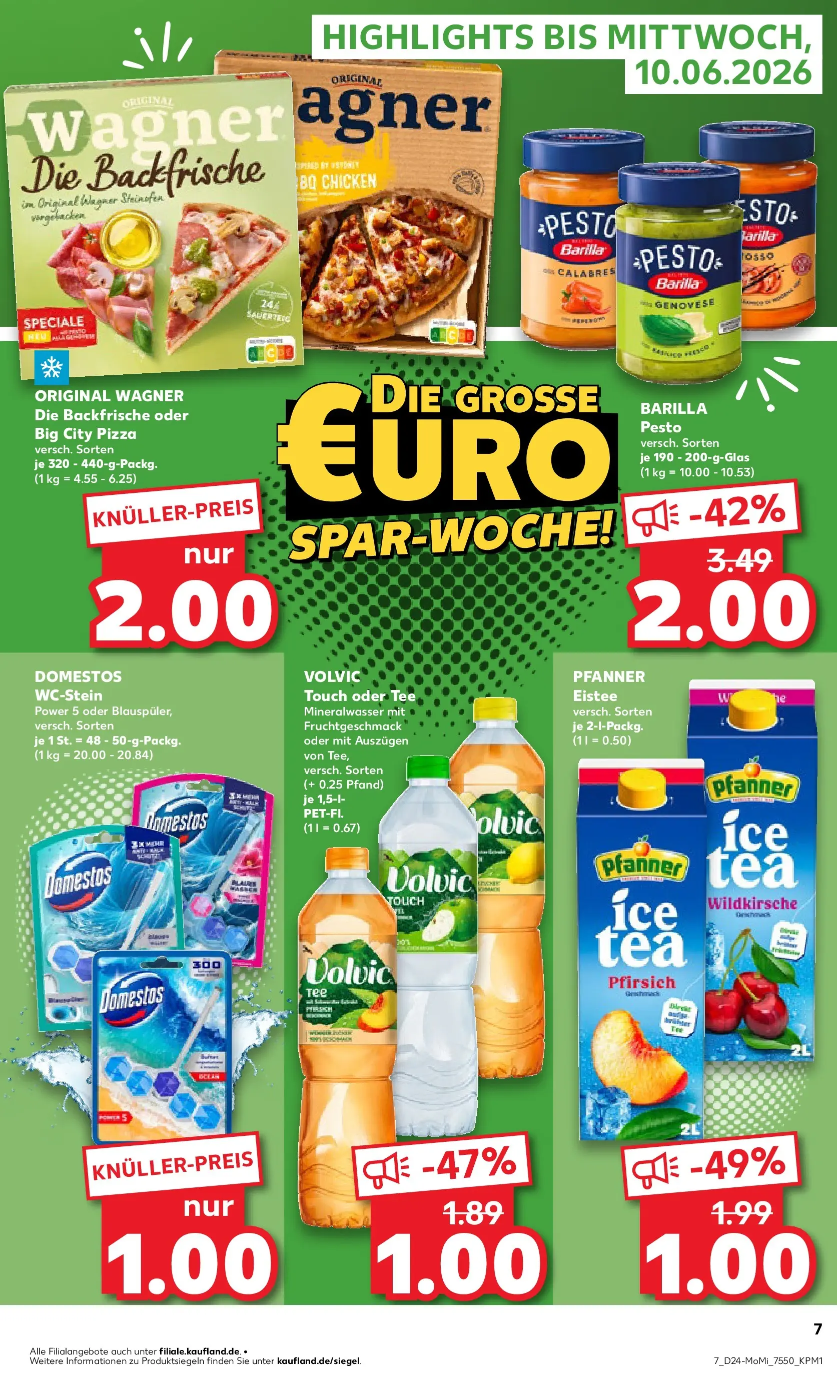 Prospekt Kaufland ab 08.06.2026 » Angebote Online zum Blättern | Seite: 7 | Produkte: Barilla, Pfanner eistee, Mineralwasser, Pfirsich