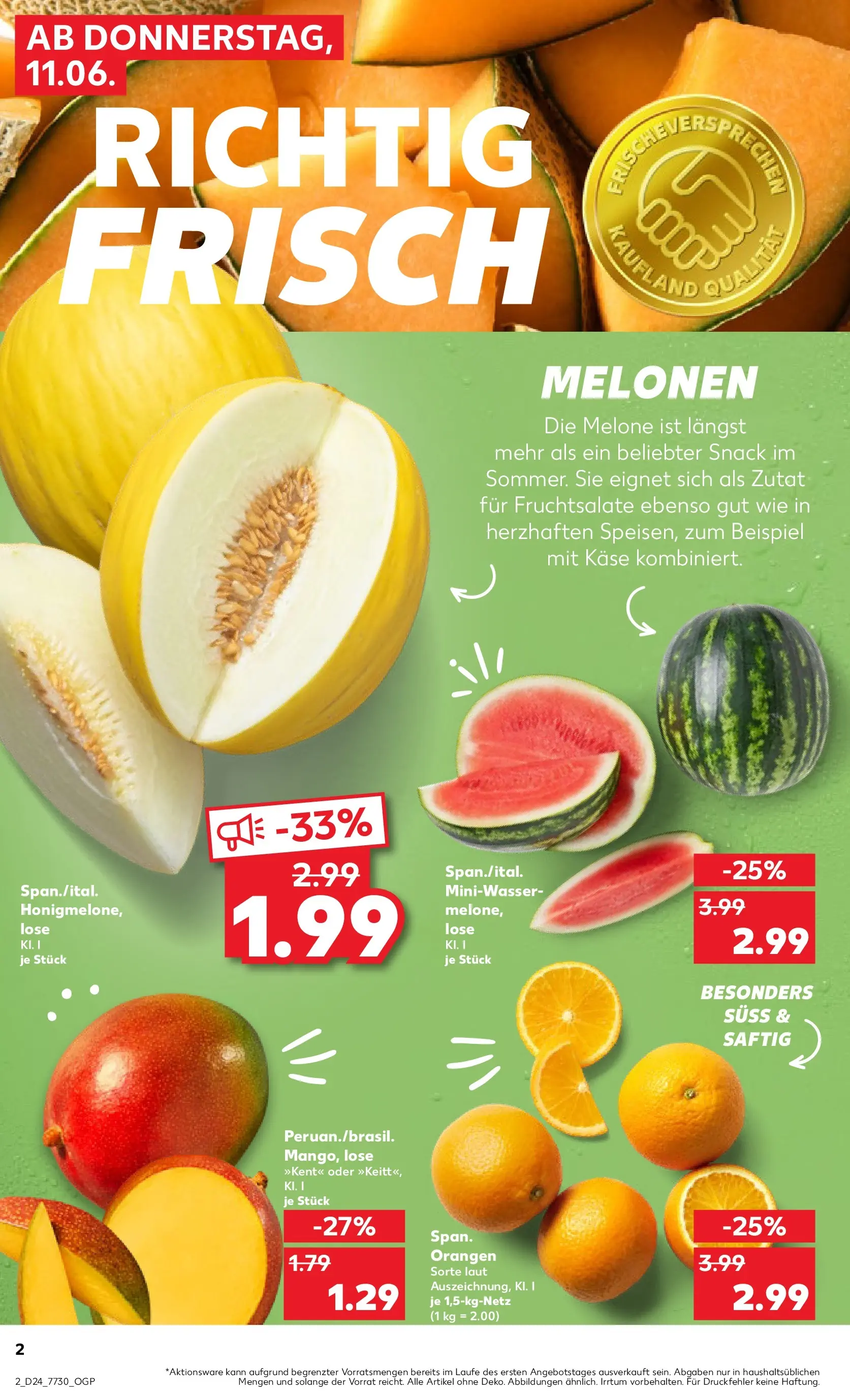 Prospekt Kaufland ab 08.06.2026 » Angebote Online zum Blättern | Seite: 11 | Produkte: Käse, Orangen, Mango, Melone