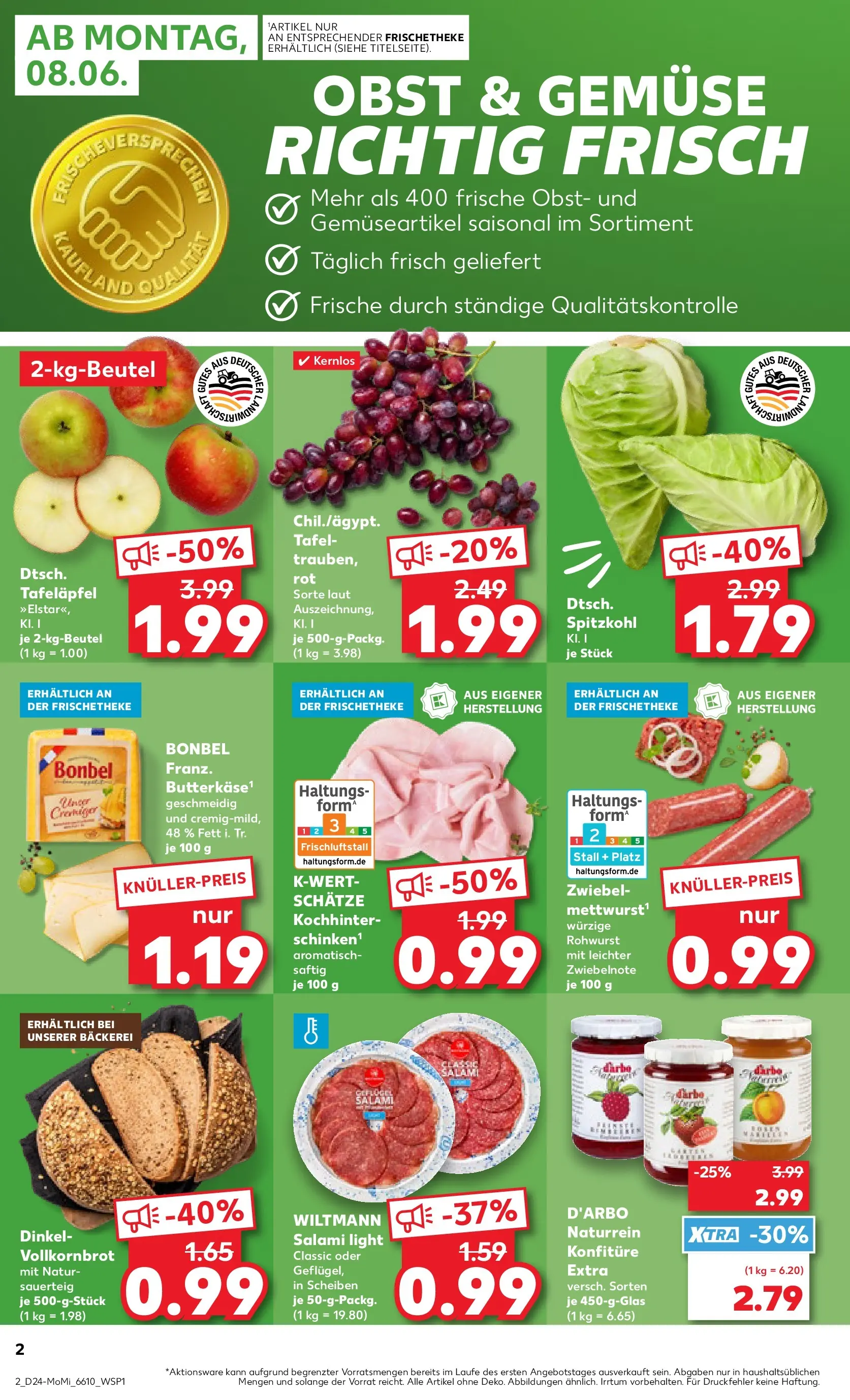 Prospekt Kaufland ab 08.06.2026 ยป Angebote und Werbung Online | Seite: 2 | Produkte: Bรคckerei, Vollkornbrot, Gemรผse, Salami Prospekt Kaufland ab 08.06.2026 ยป Angebote Online zum Blรคttern | Seite: 2 | Produkte: Bรคckerei, Vollkornbrot, Gemรผse, Salami