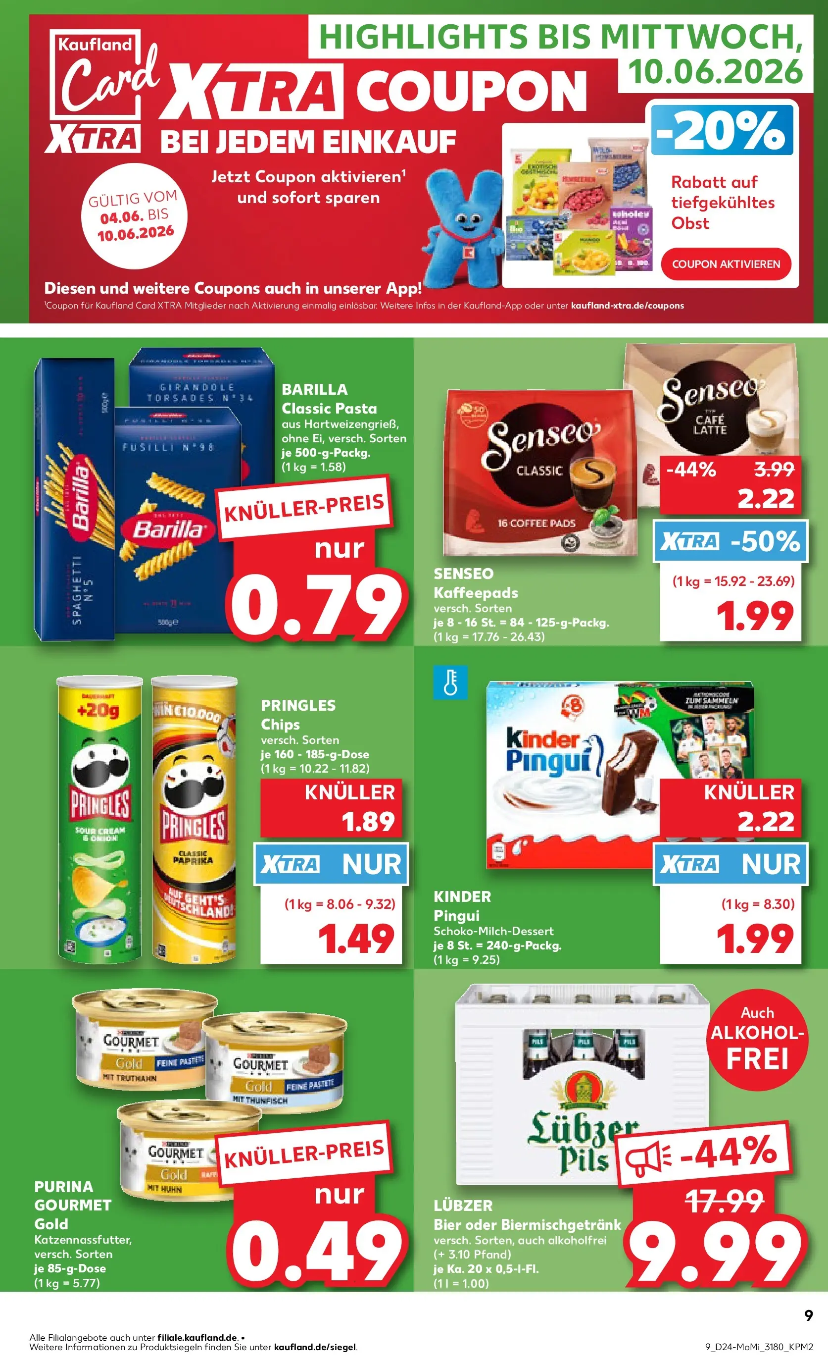 Prospekt Kaufland ab 08.06.2026 » Angebote Online zum Blättern | Seite: 9 | Produkte: Kaffeepads, Barilla, Senseo kaffeepads, Lubzer