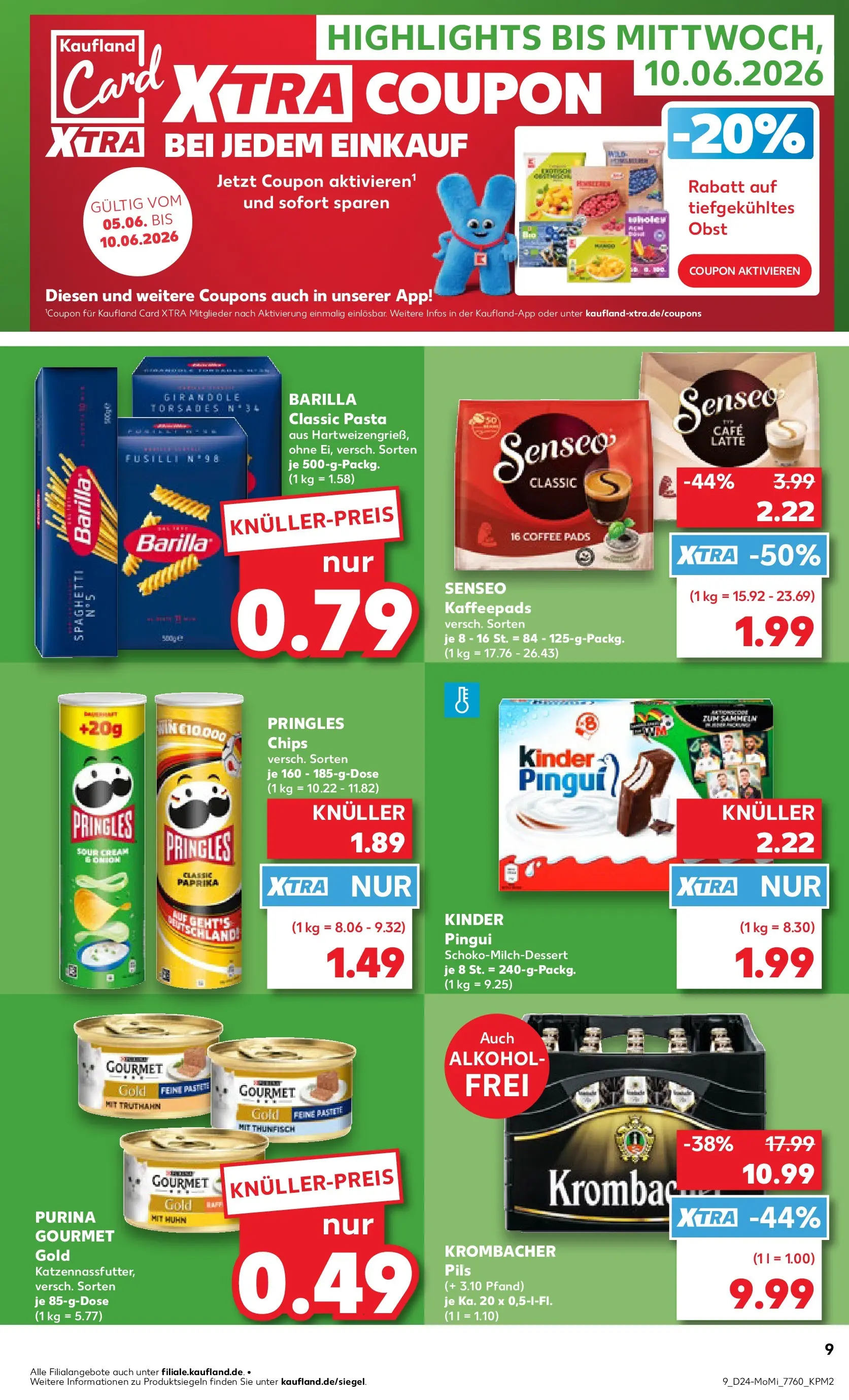 Prospekt Kaufland ab 08.06.2026 » Angebote Online zum Blättern | Seite: 9 | Produkte: Senseo kaffeepads, Pasta, Pringles, Chips