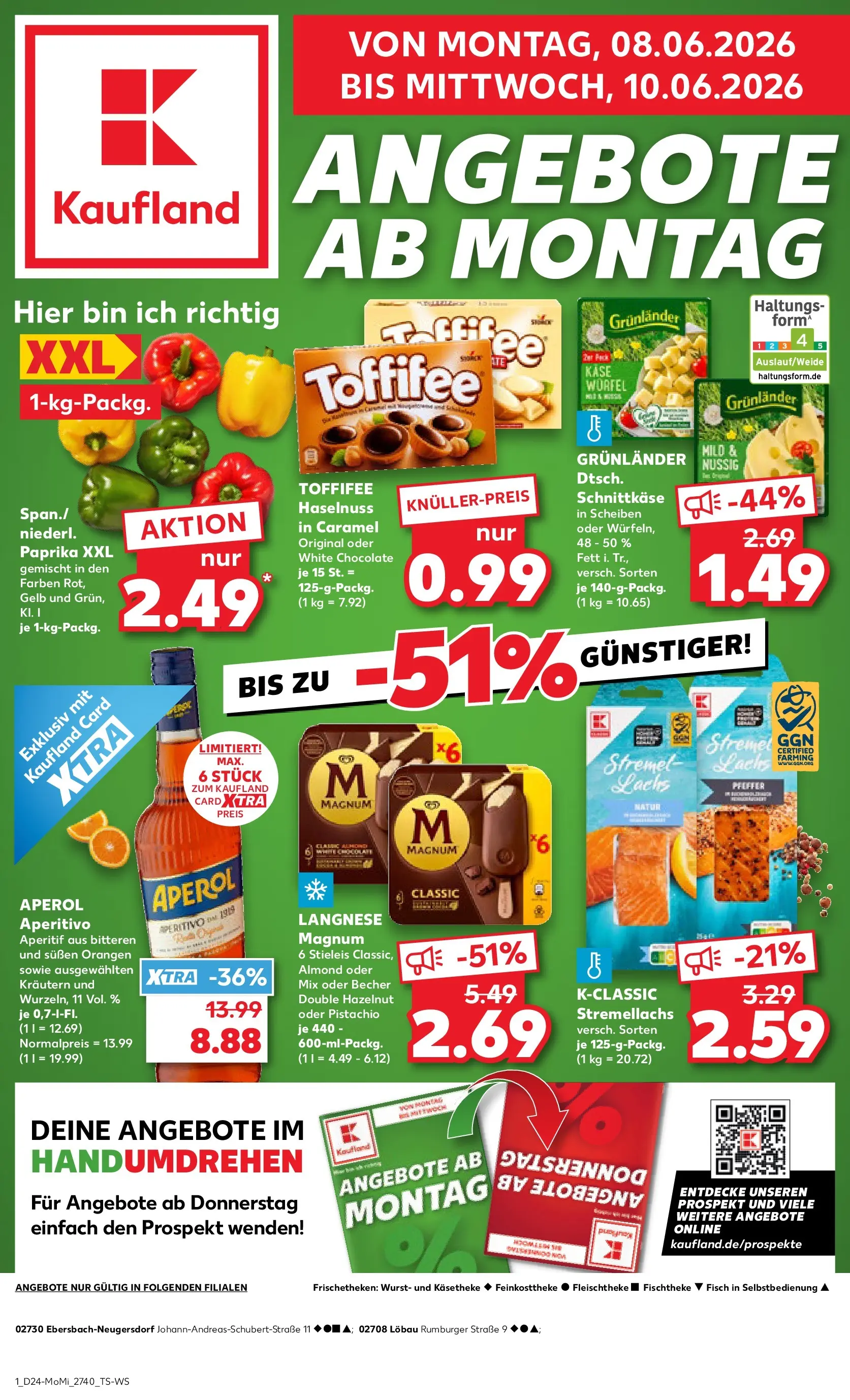 Prospekt Kaufland ab 08.06.2026 » Angebote Online zum Blättern | Seite: 1 | Produkte: Langnese, Fisch, Paprika, Pfeffer