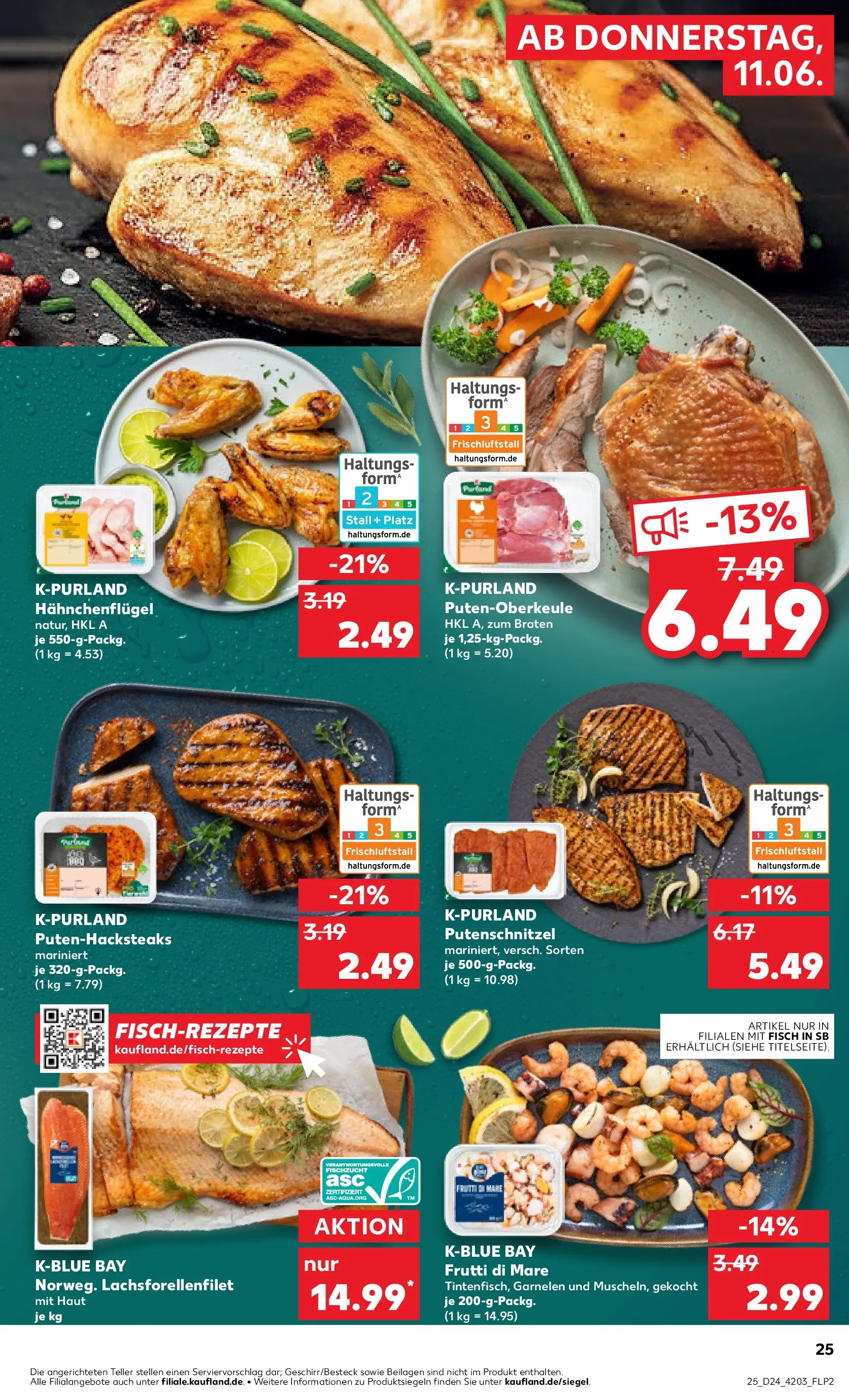 Prospekt Kaufland ab 08.06.2026 » Angebote Online zum Blättern | Seite: 34 | Produkte: Garnelen, Fisch, Putenschnitzel, Steak