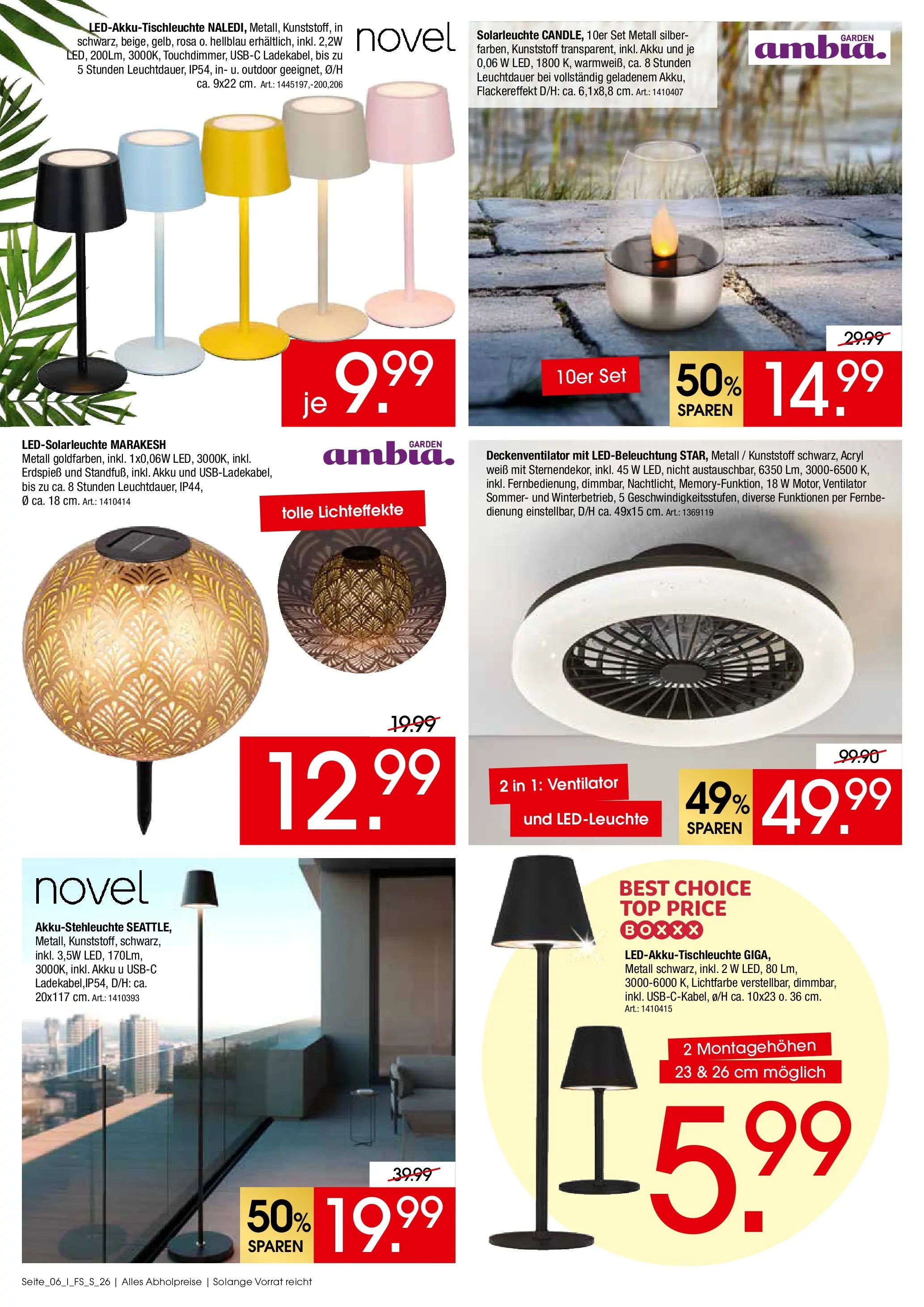 Zurbrüggen Sommer für Ihr Zuhause (ab 02.06.2026) zum Blättern | Seite: 6 | Produkte: Top, Ventilator, Solarleuchte