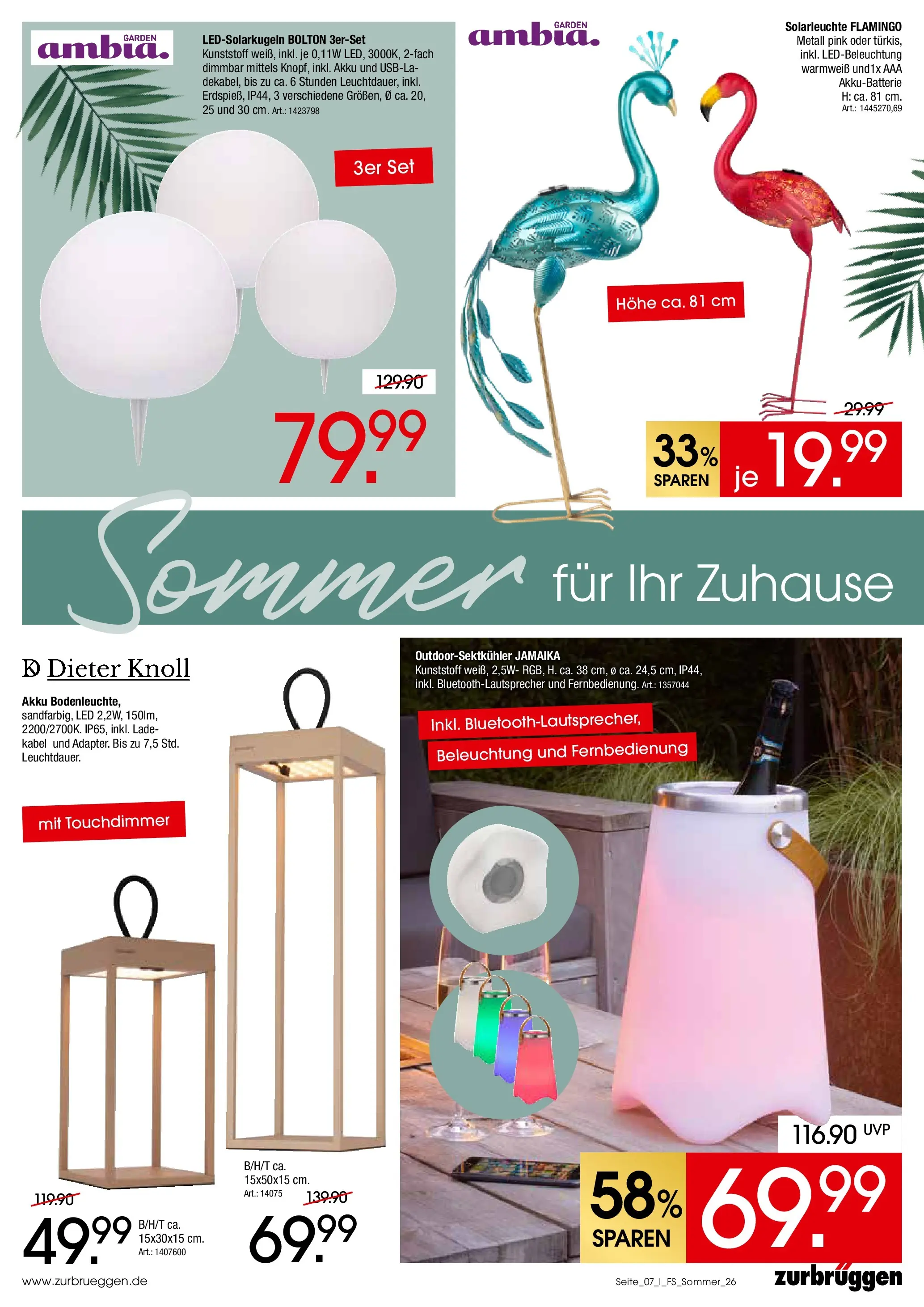 Zurbrüggen Sommer für Ihr Zuhause (ab 02.06.2026) zum Blättern | Seite: 7 | Produkte: Kabel, Solarleuchte
