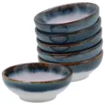 M&ouml;belix Dipschalenset 6 -Teilig. Cascade Steinzeug: Wei&szlig;/Graublau