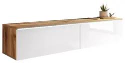 TV-Lowboard mit LED ca. 140x30 cm Wei&szlig;/Eiche