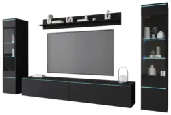 Wohnwand Vera 4-tlg. ca. 240x130 cm Schwarz
