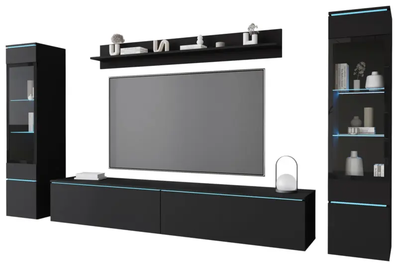 Wohnwand Vera 4-tlg. ca. 240x130 cm Schwarz