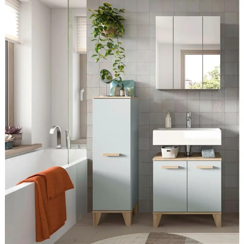 BADEZIMMER Eiche/Graugr&uuml;n K: 94 cm