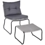 M&ouml;belix Gartensessel Stahl/Textil Fu&szlig;hocker