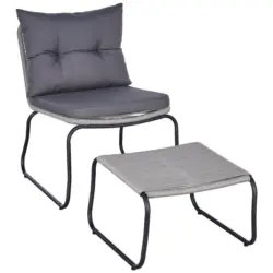 Gartensessel Stahl/Textil Fu&szlig;hocker