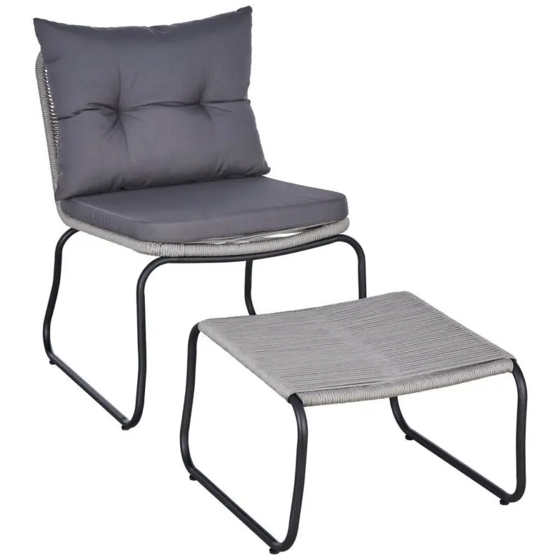 Gartensessel Stahl/Textil Fu&szlig;hocker